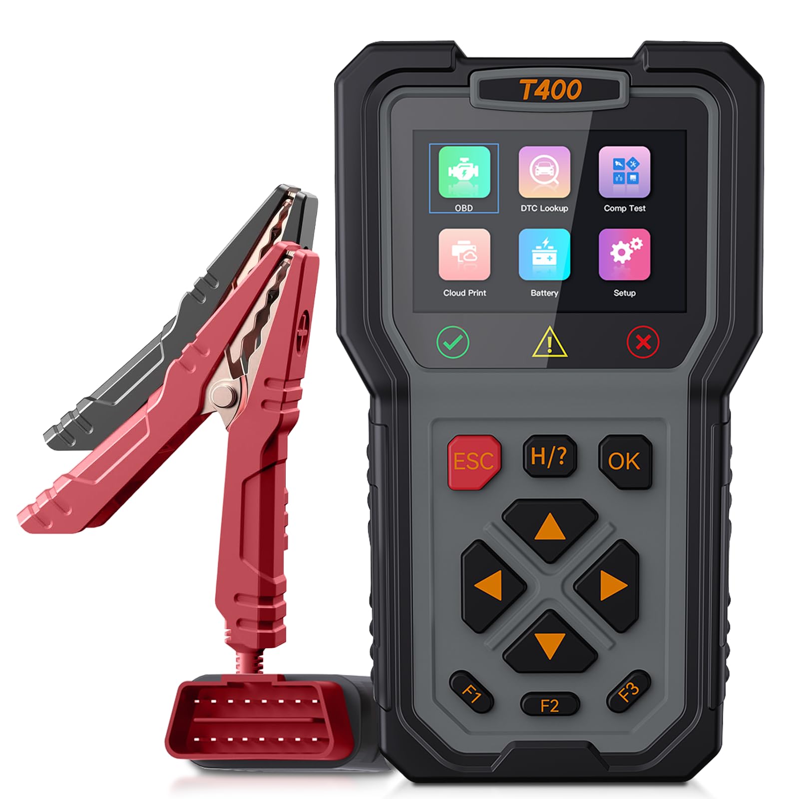 OBD2 Scanner and Battery Tester, 2-in-1 Car Diagnostic Tool, Check Engine Code Reader, 12V Battery Analyzer, Relay Tester, Fuel 