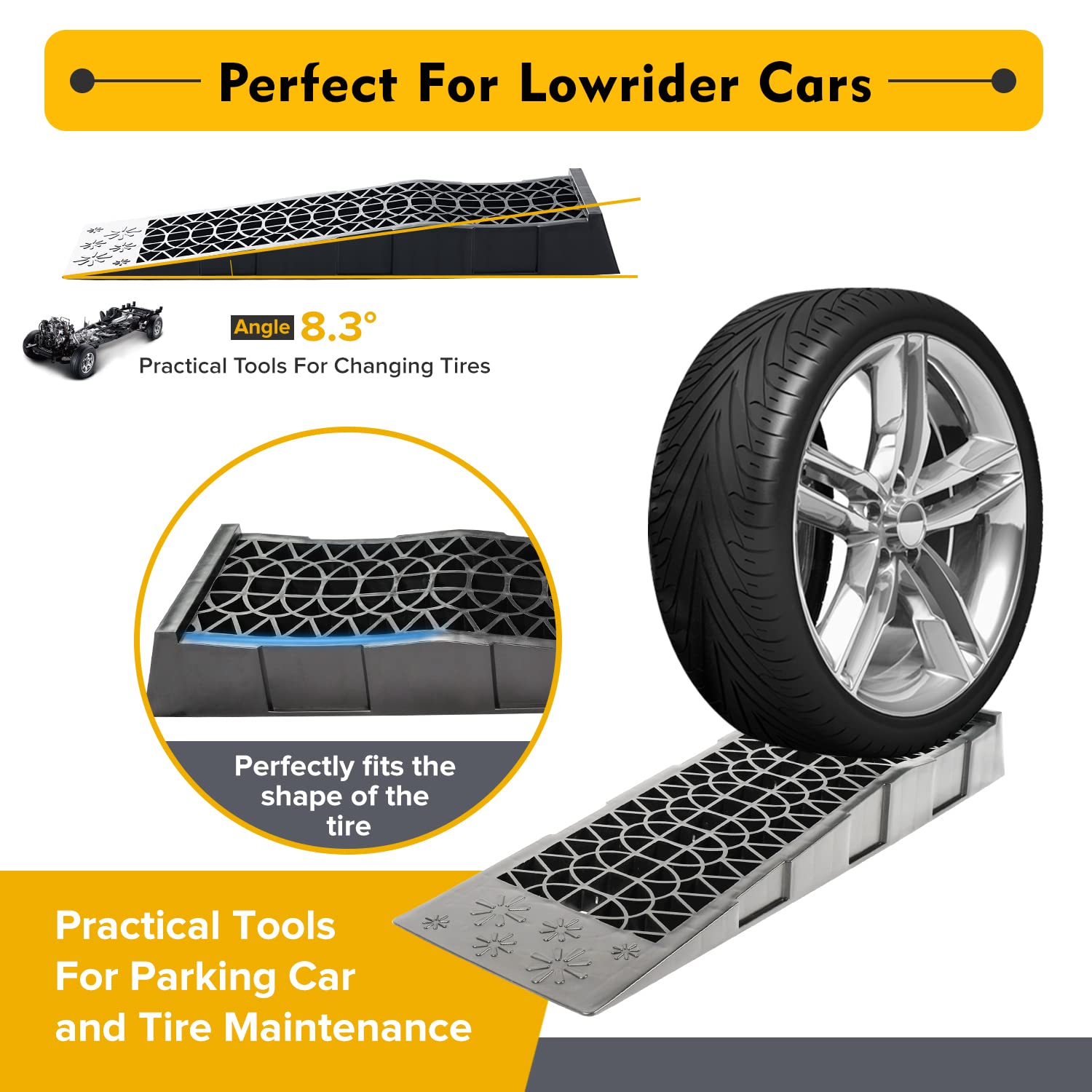 Donext Ramps Low Profile Plastic Car Service Ramps 3 Ton Truck Vehicle - 2 Pack