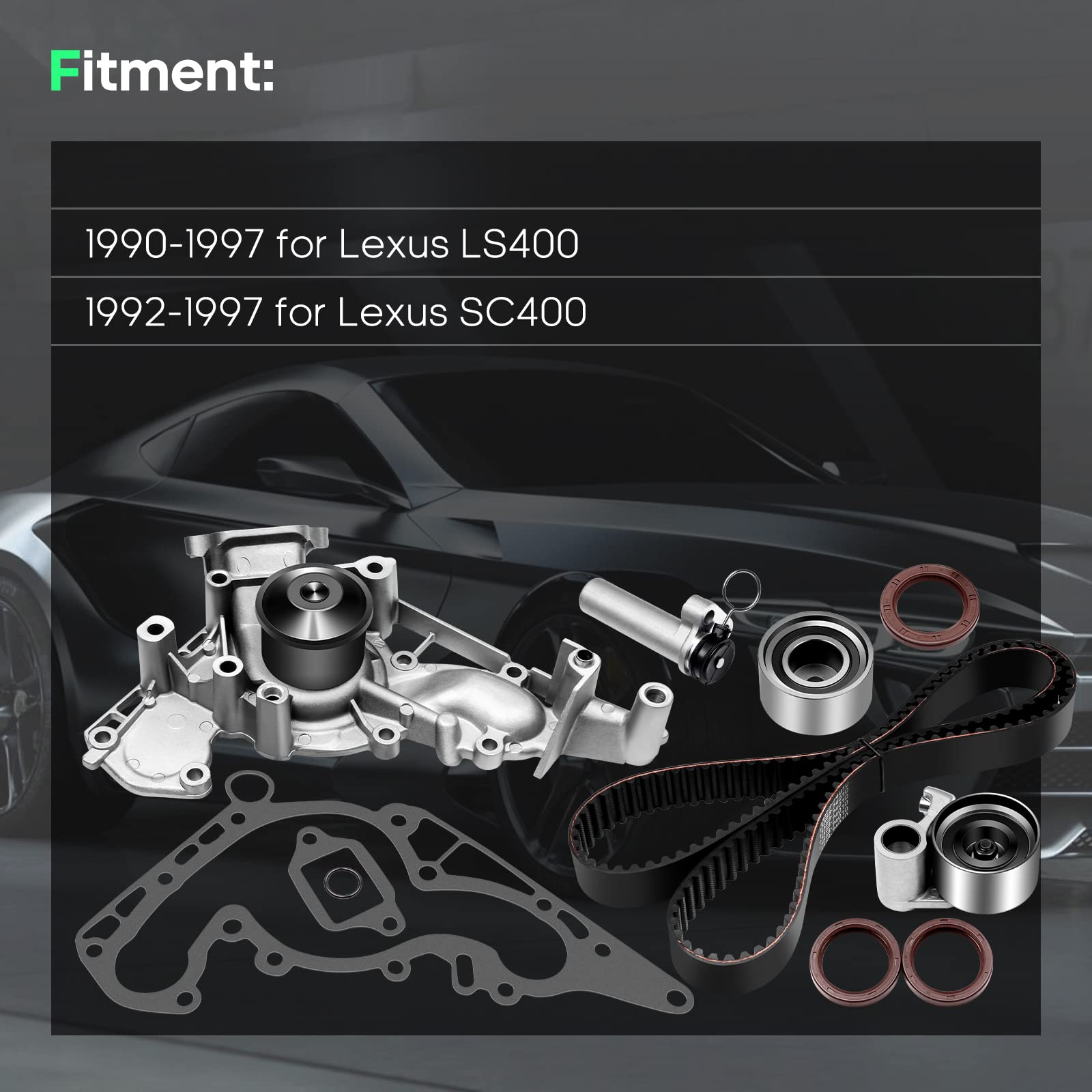 SCITOO Engine Timing Belt Kit Fits for 13568-59045 13503-0F010 13505-50022 TS26190 ITM190 TBK190 WPT-800 WPTO036 16100-50023-83