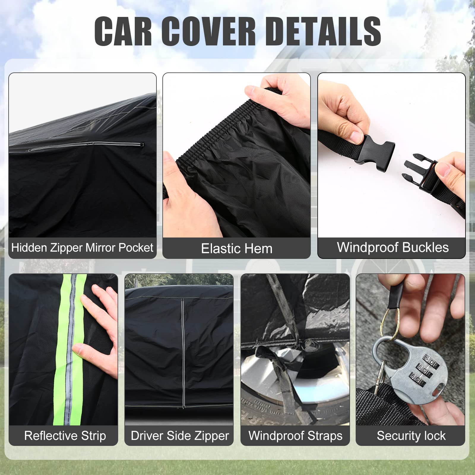 Waterproof Car Cover Replace for Ford Thunderbird 2002-2005, 210T All Weather Classic Car Covers with Zipper Door & Lock for Sno