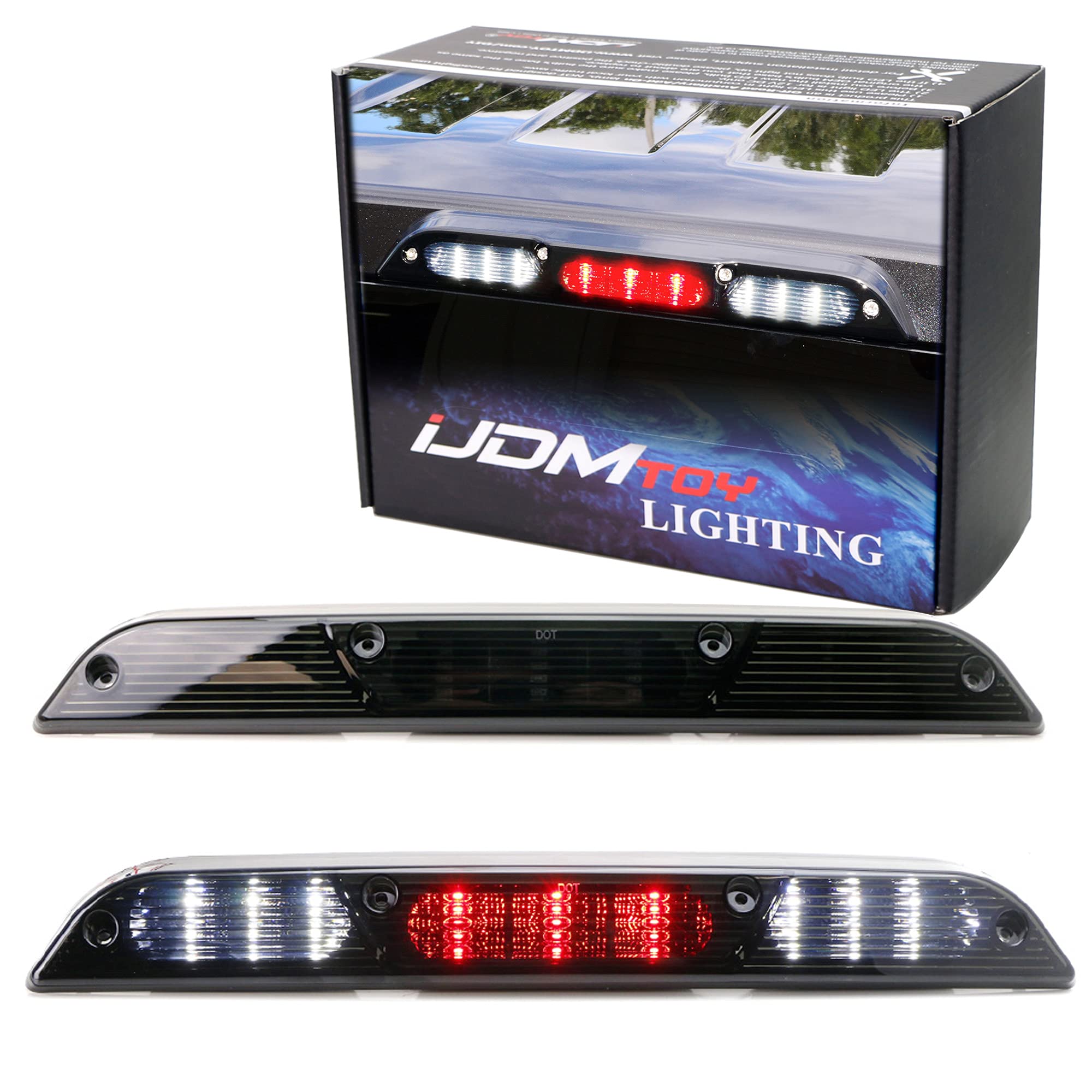 Ijdmtoy Smoked Lens Full Led High Mount Third Brake/Stop Light Assembly Compatible With Ford 2015-2020 F-150, 2017-Up F-250 F-35