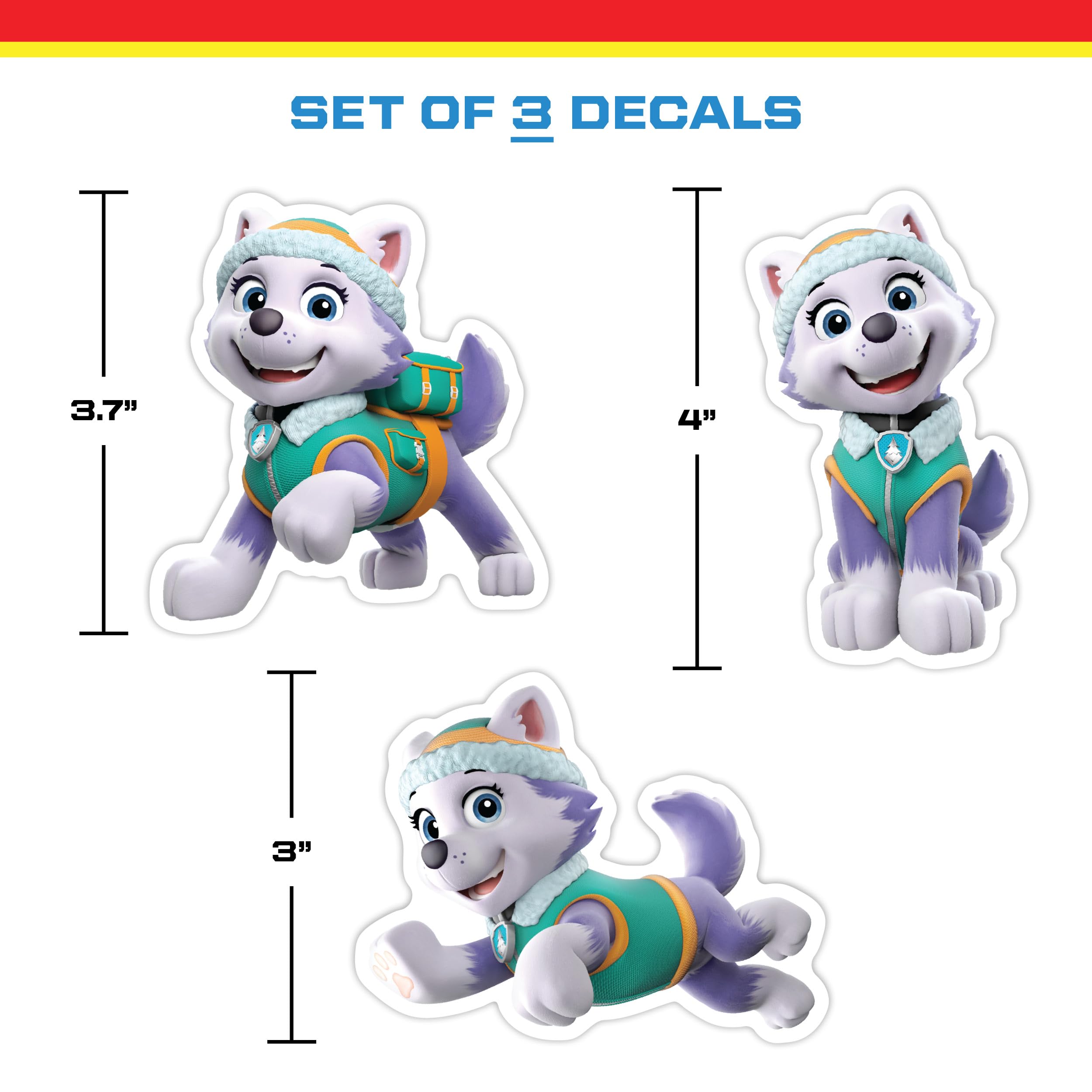 WALL PALZ Paw Patrol Everest Decals - Set of 3 Vinyl Stickers for Kids & Adults - Ideal for Laptop, Tumbler, Water Bottle, Vehicles