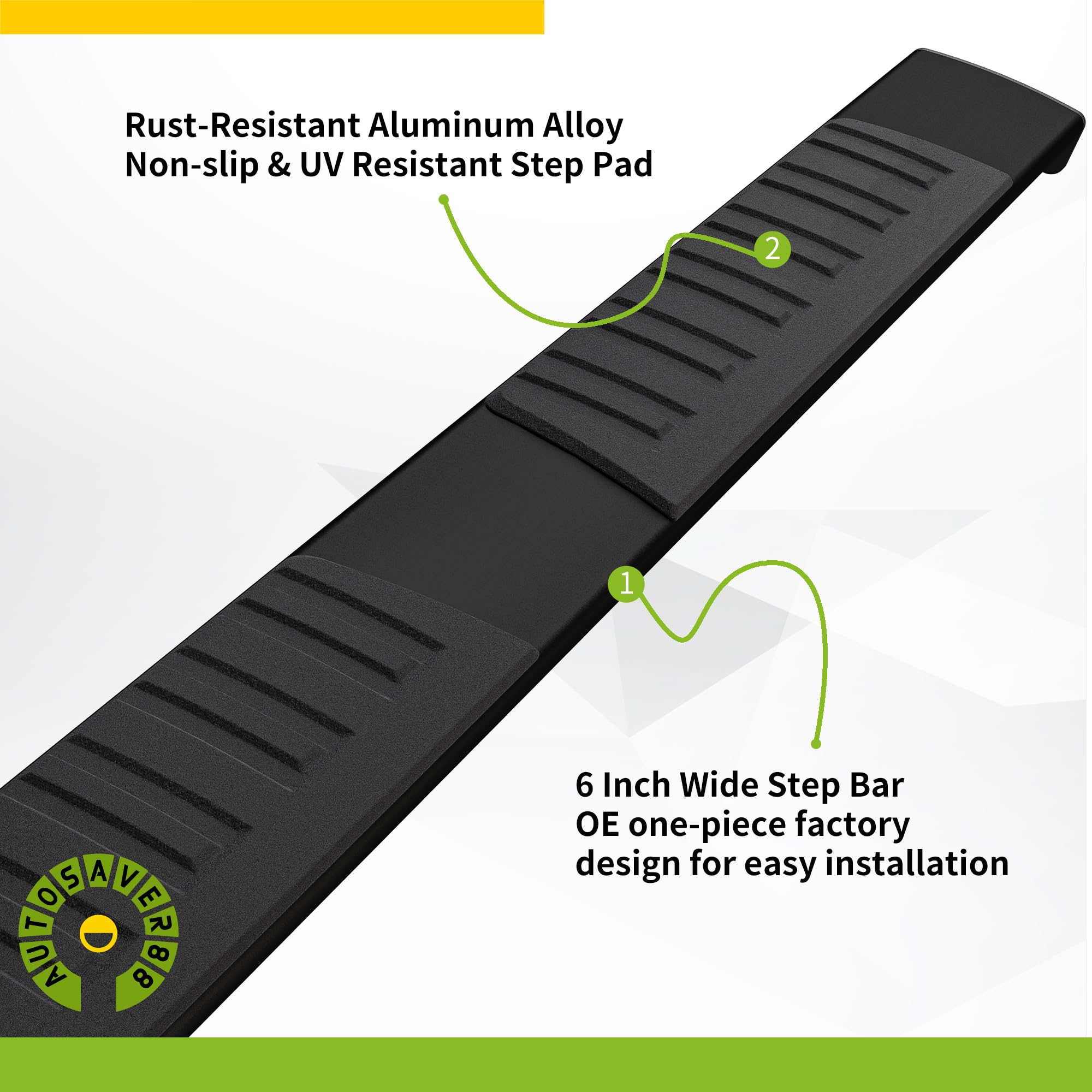 Running Boards Compatible With 2015-2025 Ford F-150 Supercrew Cab & 2017-2024 Ford F-250 F-350 Super Duty Crew Cab, 6 Inches Bla