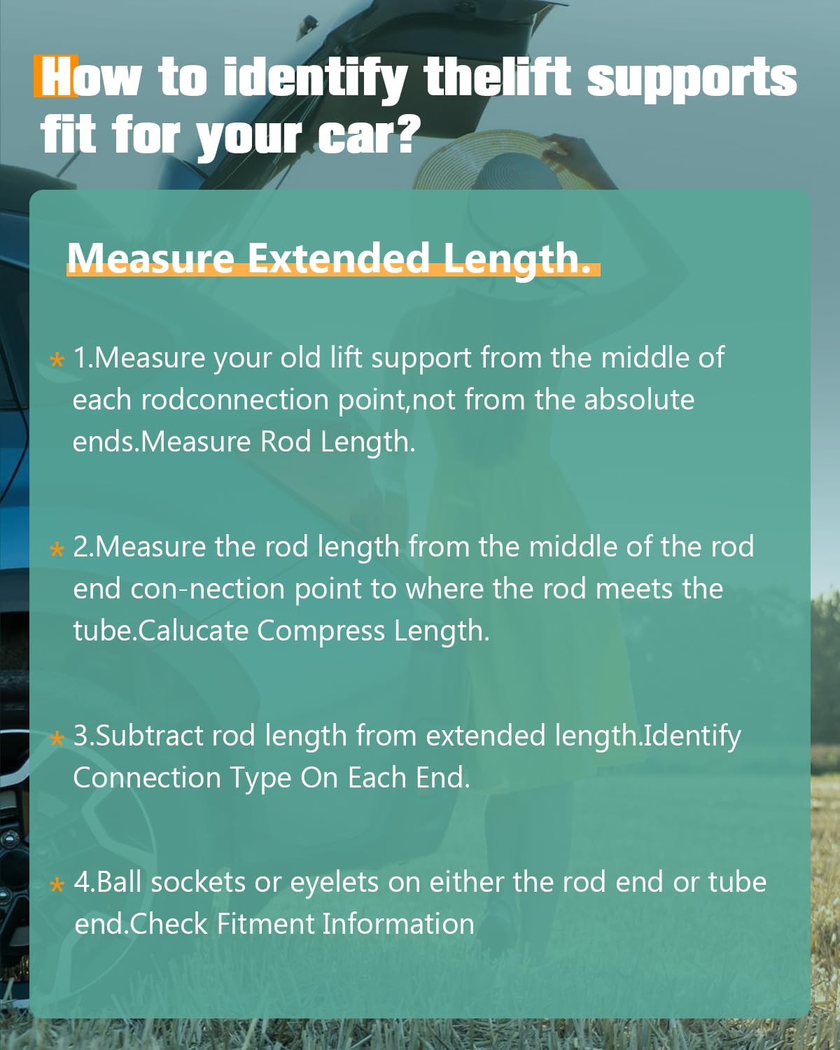 Scitoo 7090 2Pcs Lift Supports 18.5'' Fit For Honda For Accord 2013-2017 Shock Struts Hood