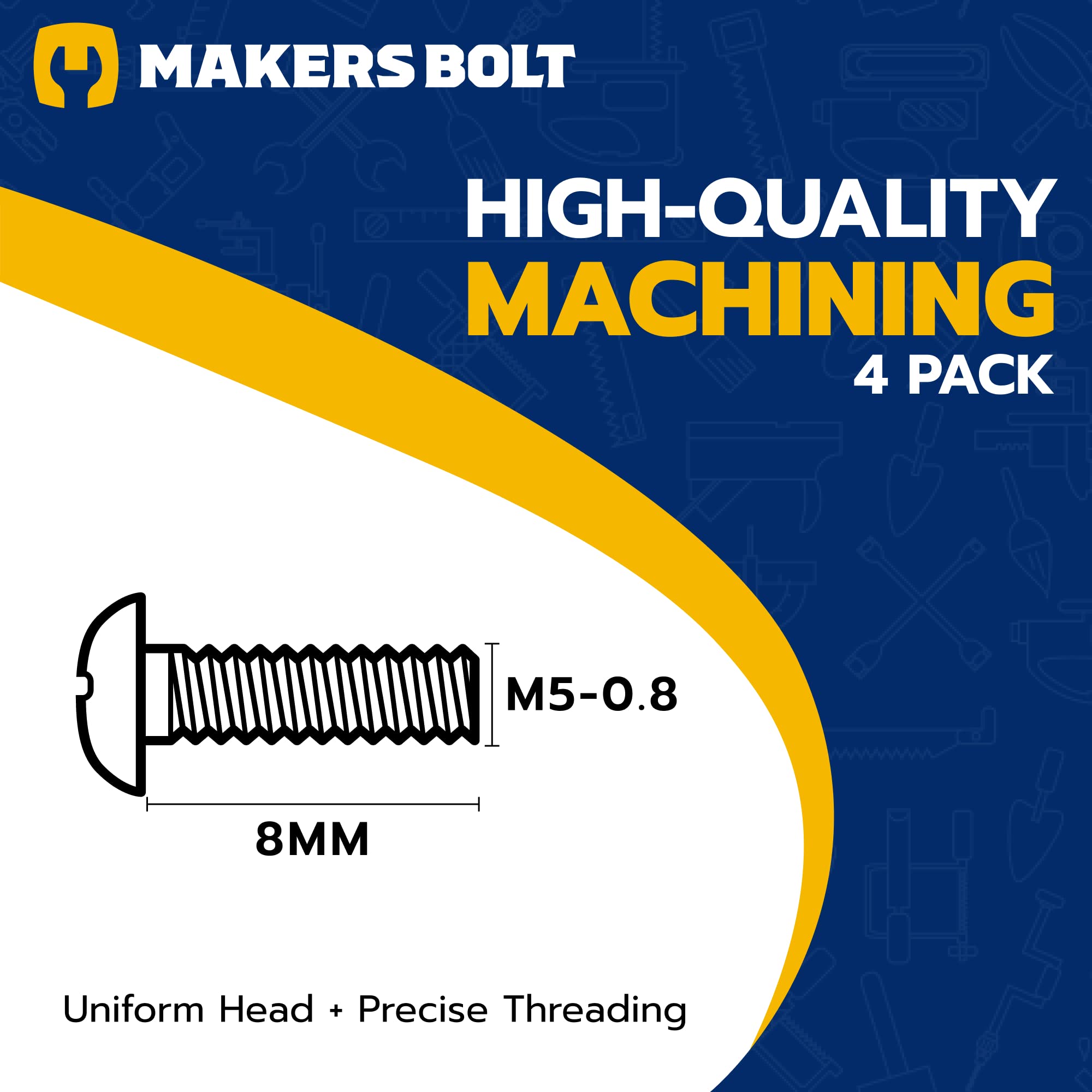 MAKERS BOLT Black Stainless Steel License Plate Screws for BMW & Tesla, M5-0.8 x 8mm, Phillips Pan Head (Pack of 4)