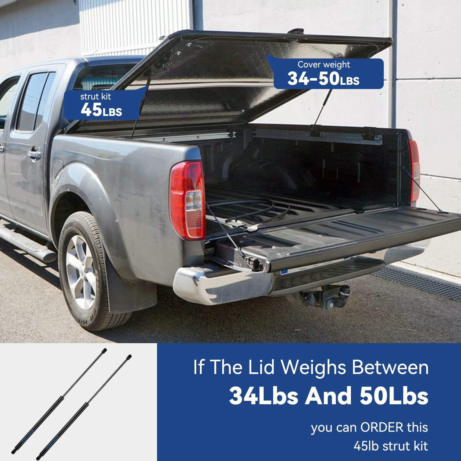 ARANA Gas Struts Lift Supports for Undercover Tonneau Cover - 27 Inch, Nylon, 45 lbs, 2-Pcs Set