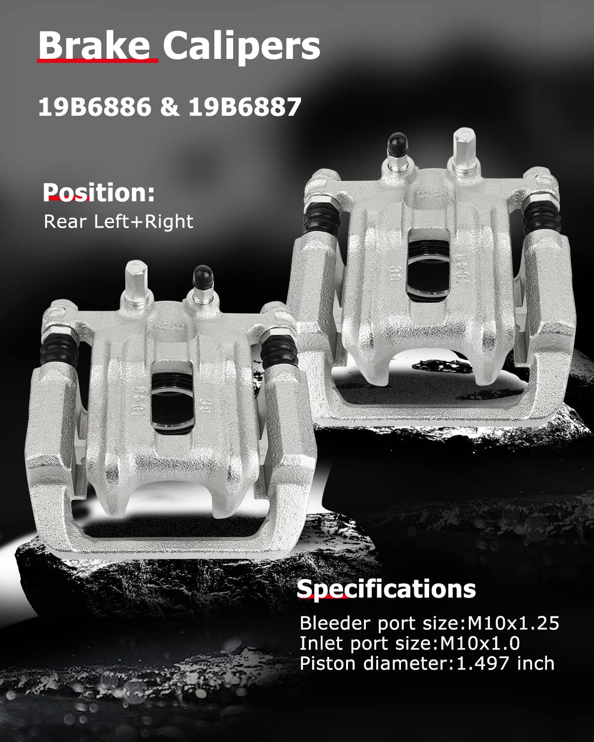 cciyu 19B6886 19B6887 Rear Left & Right Brake Calipers With Bracket For Acura For RDX 2013-2018,For Honda For Crosstour 2012-201