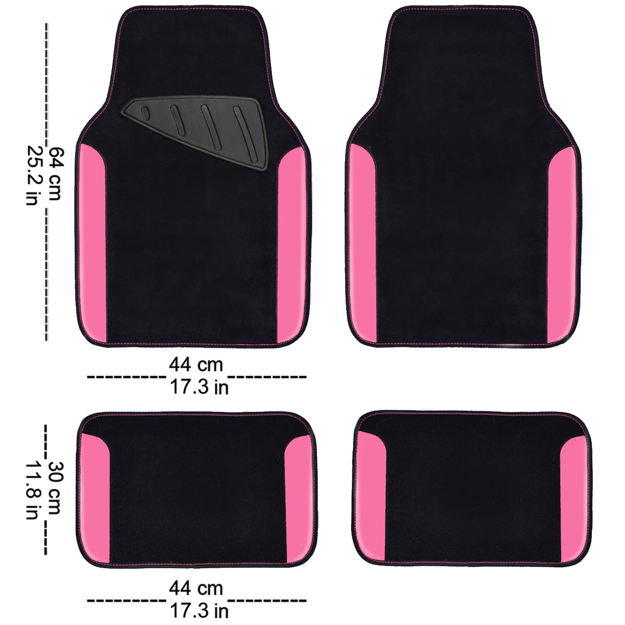 Car Pass Rainbow Waterproof Universal Fit Faux Leather Car Carpet- Anti-Slip Nibbed Backing Floor Mats For Suv, Vans,Sedans,Truc