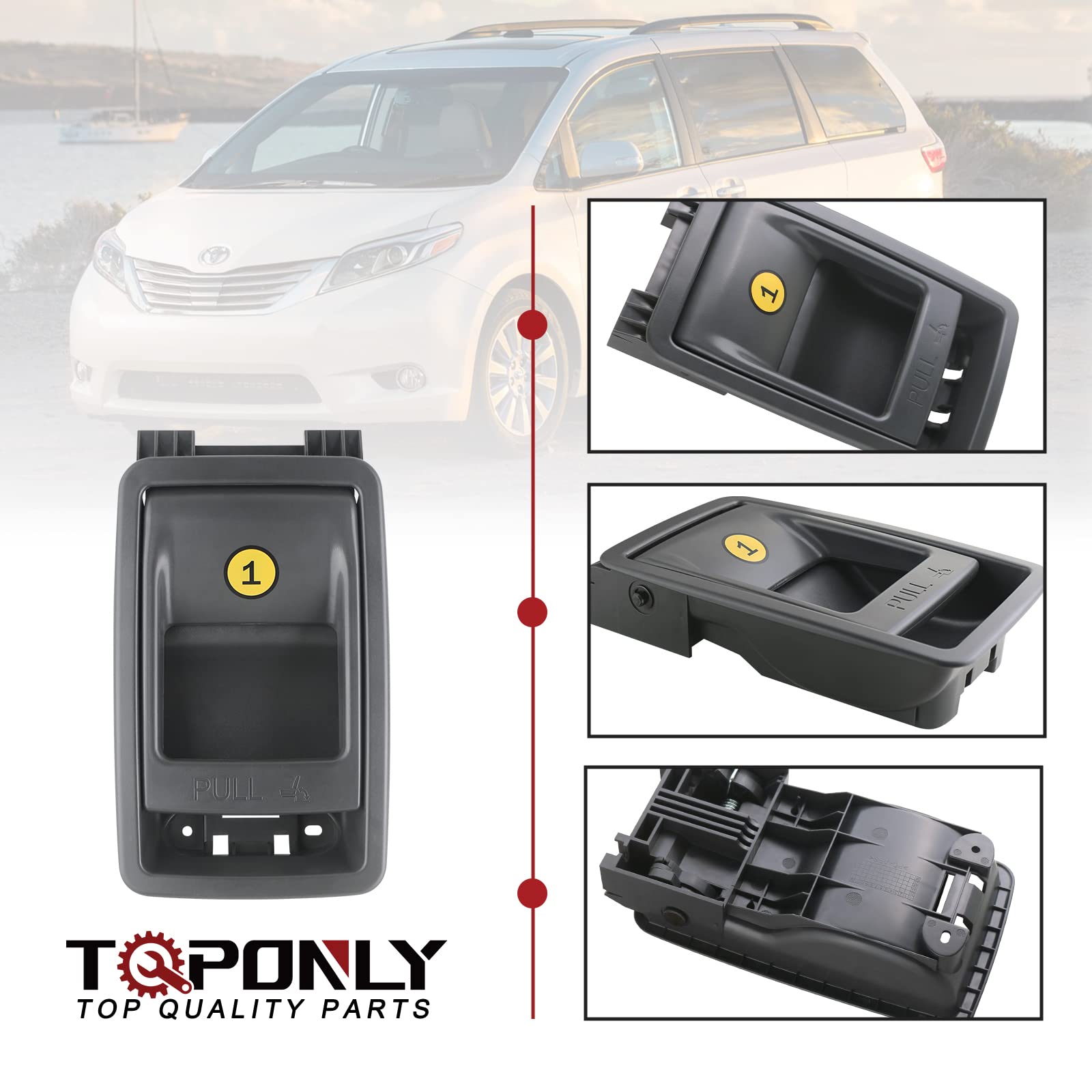 TQPONLY Folding Seat Latch Release Handle | Compatible with 11-18 Toyota Sienna | Replaces 75220 72909-08011 (Gray)