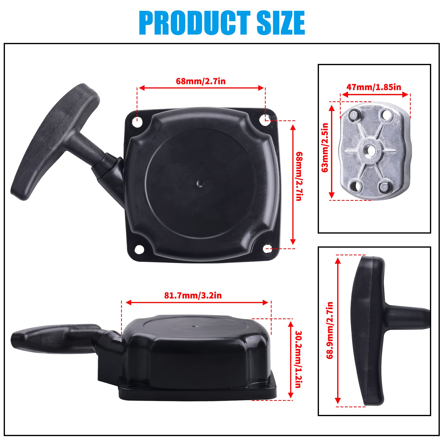 JINGKE Recoil Pull Starter with Claw Pawl Cog for 43cc 47cc 49cc 50c ATVs Pocket Dirt Bike Gas Scooters Pocket Bikes Mid-Bikes M