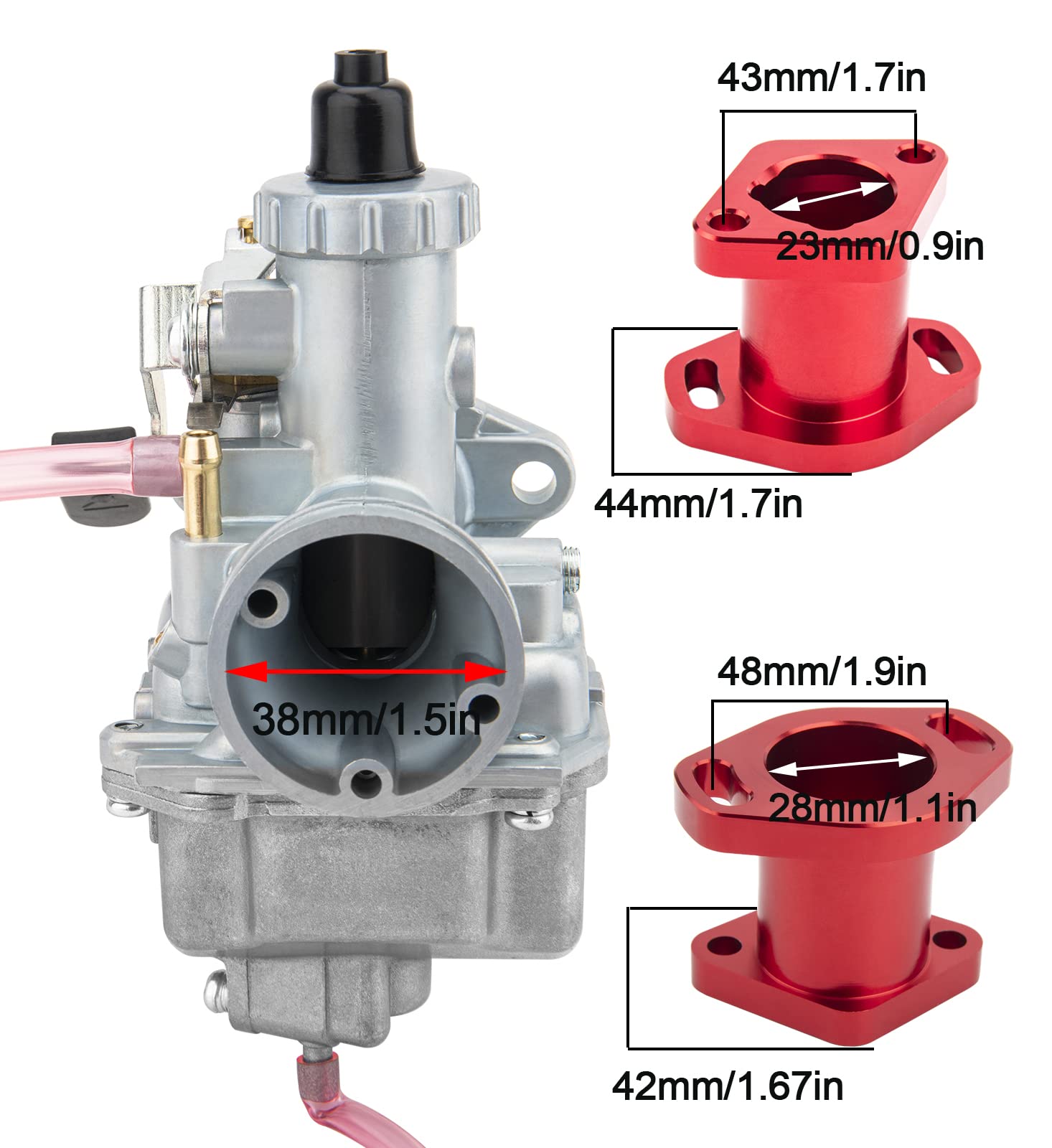 HLHgirl VM22 Carburetor for Mikuni Performance Predator 212cc, GX160, GX200, 196cc with 38mm Air Filter Intake Pipe Manifold Kit