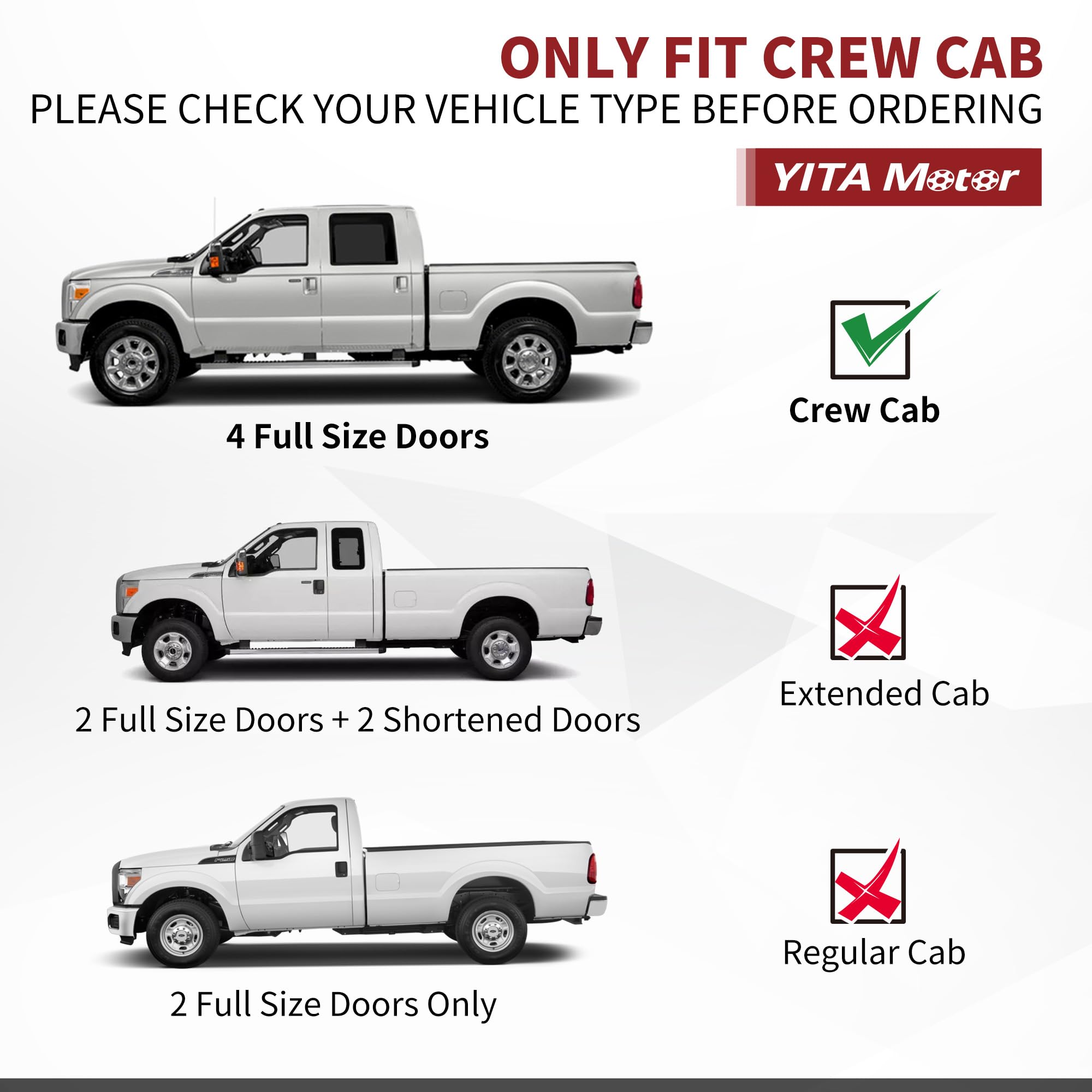 Yitamotor 6 Inches Running Boards Compatible With 1999-2016 Ford F-250 F-350 Crew Cab, Side Steps Nerf Bars (Stainless Steel Sil