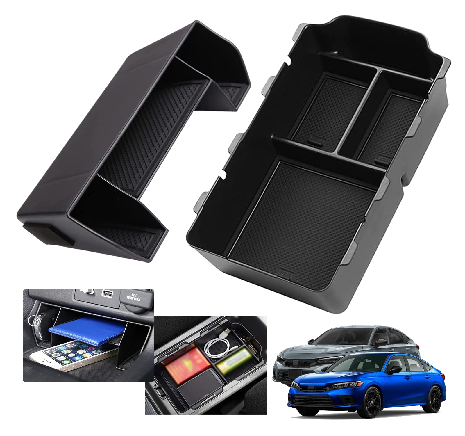 XXCIWP 2024 2023 Civic Center Console Organizer Tray for 2023 2022 Honda Civic 11th Gen Sedan Hatchback LX EX Sport Civic 2022 A
