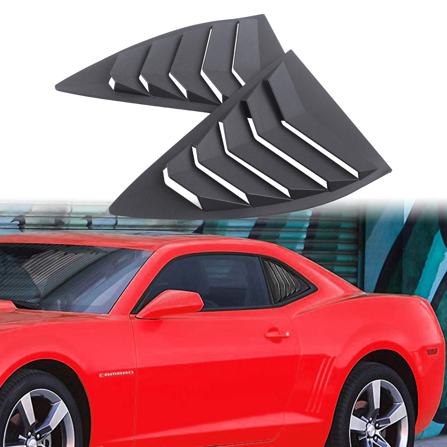 Rear Side Window Louvers For 2010-2015 Chevy Camaro Ls Lt Rs Ss Gts, Abs Window Scoop Cover Vent Lambo Gt Style