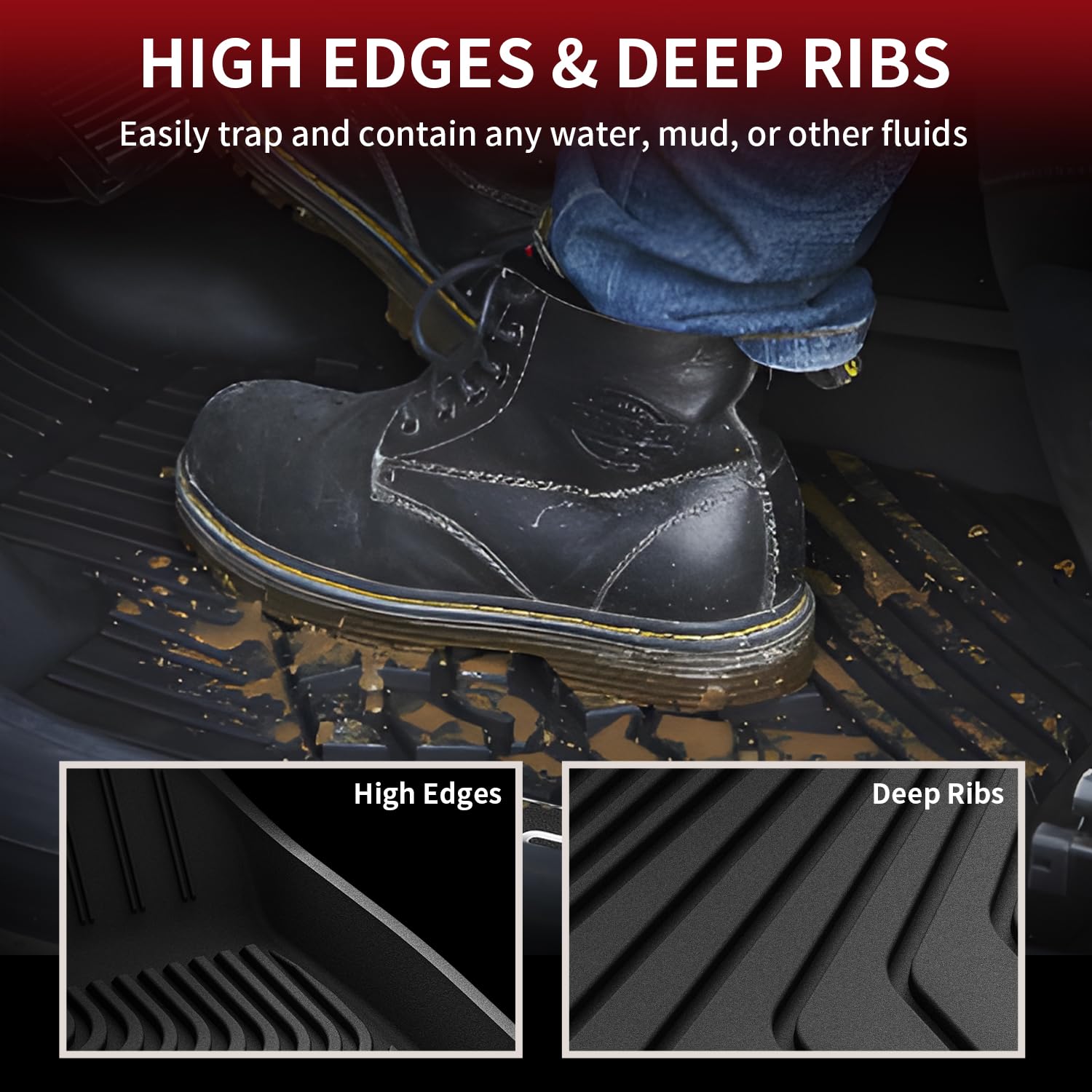 LASFIT Floor Mats for Volvo XC60 2018-2025(Only for T5, T6,Not for T8 Hybrid), All Weather Floor Liner TPE Custom Fit 1st & 2nd
