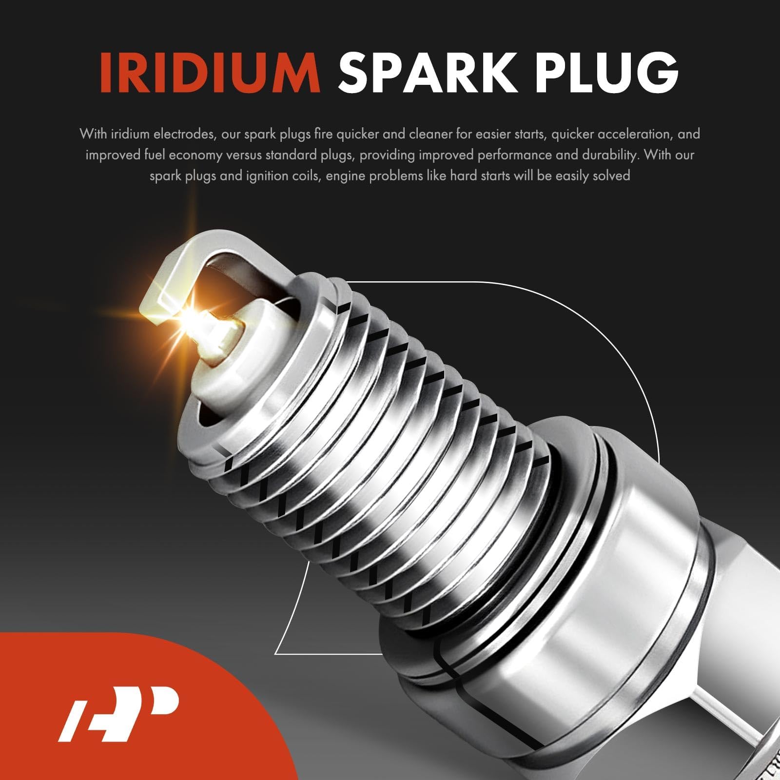 A-Premium Ignition Coil Pack & Iridium Spark Plugs Set for Hyundai & Kia, 1.6L, Black, Model APIC0622, Compatible 2012-2019