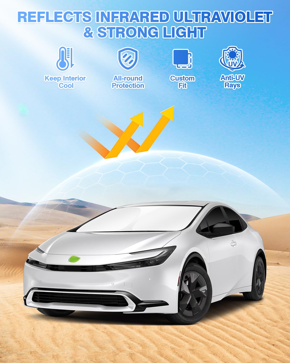 Canvcle Sunshades for Toyota Prius 2023-2025, Black 6PCS, Windshield & Window Cover, Polyester, Privacy Protection