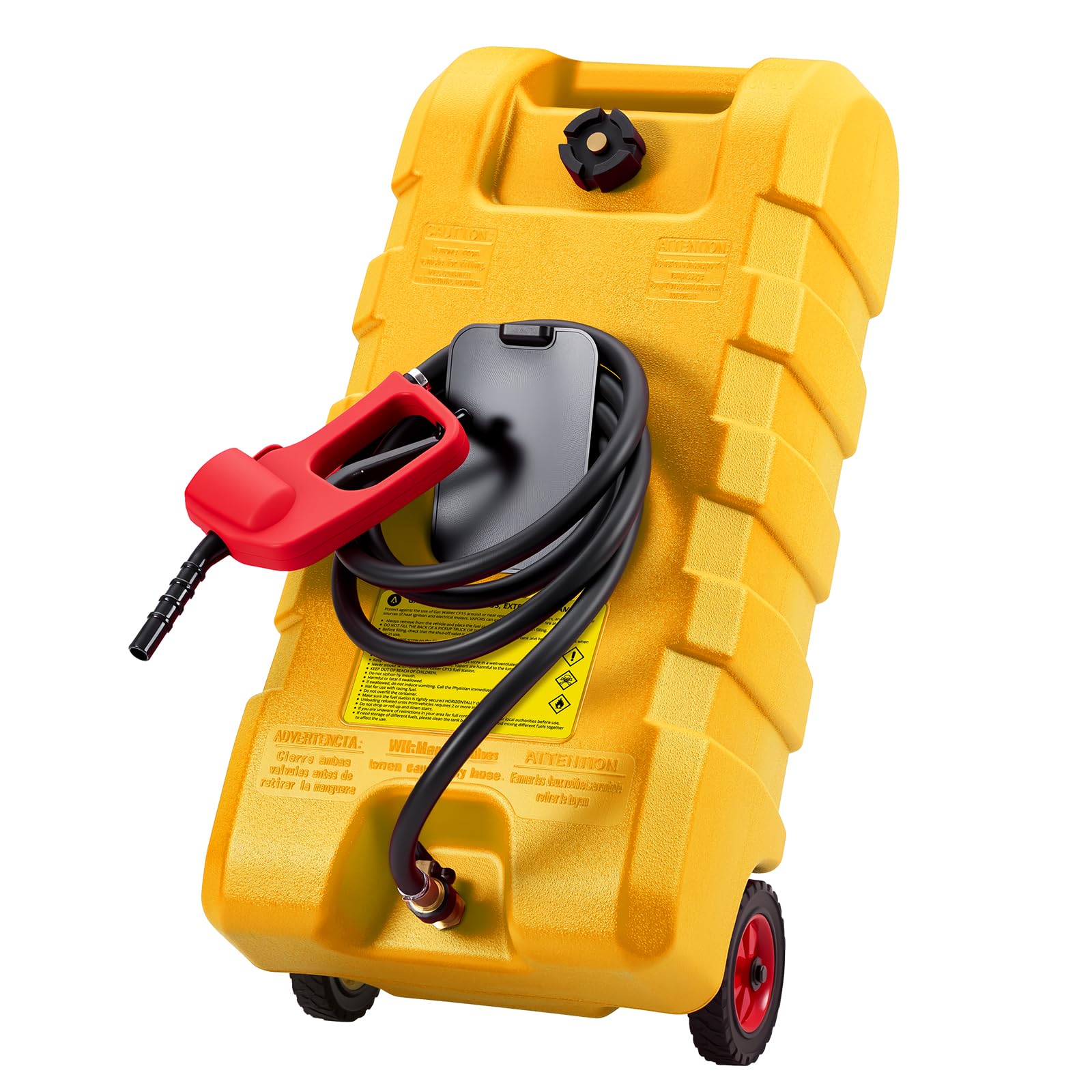 Klysiora 15 Gallon Gasoline Fuel Tank Container Tank With Wheels and Siphon Pump Portable Diesel Fuel Tank for Automobiles, Lawn