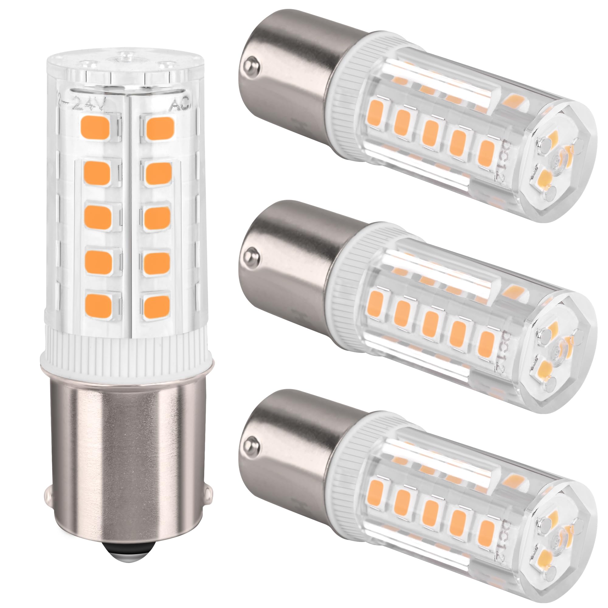 Hryspn 4Pcs Ba15S Led Bulb P21W 12V 24V, 1141 Led Bulb Bayonet Single Contact Base For Rv Camper Trailer Boat Trunk Interior Lights, Warm White 3000K