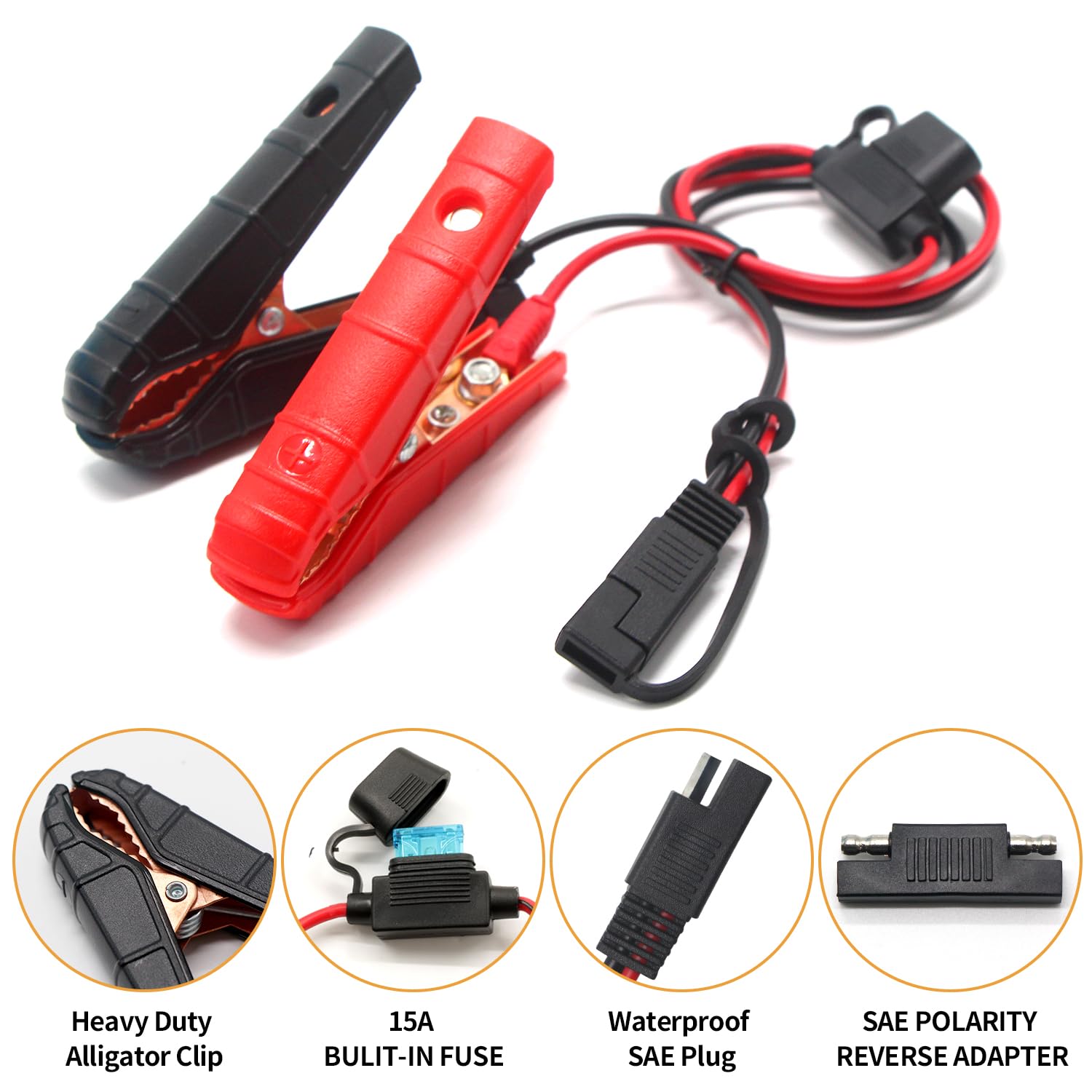 Sae Battery Alligator Clips Wire Harness 8Ft/2.4M 14Awg, 12V Alligator Clips With Wires For Sprayer Parts, Sprayer Pump, Battery