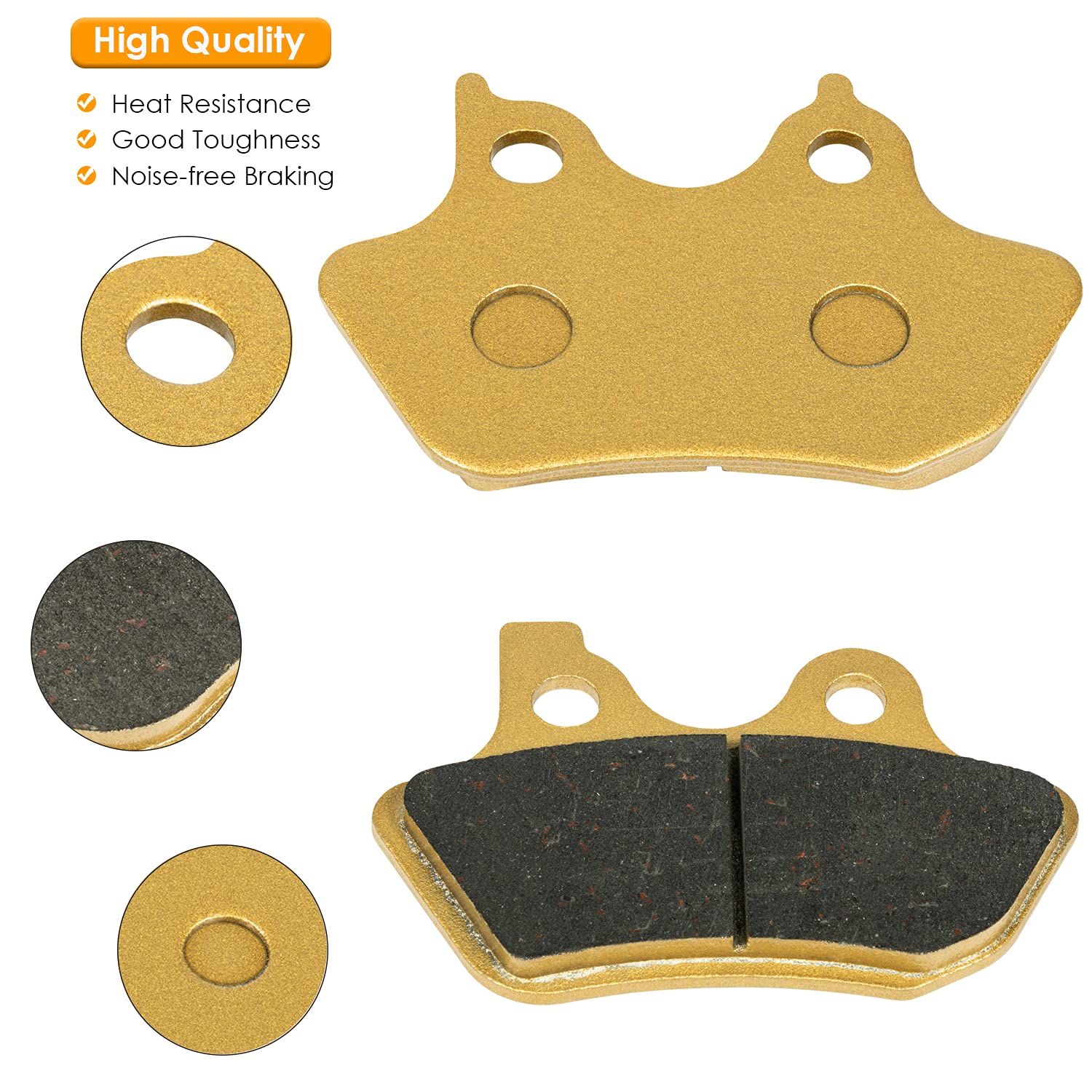 Brake Pads Heavy-duty Ceramics for Harley Davidson 2000-2007 Touring Flhtcu-i Electra Glide Ultra, 2 Front + 1 Rear Replacement