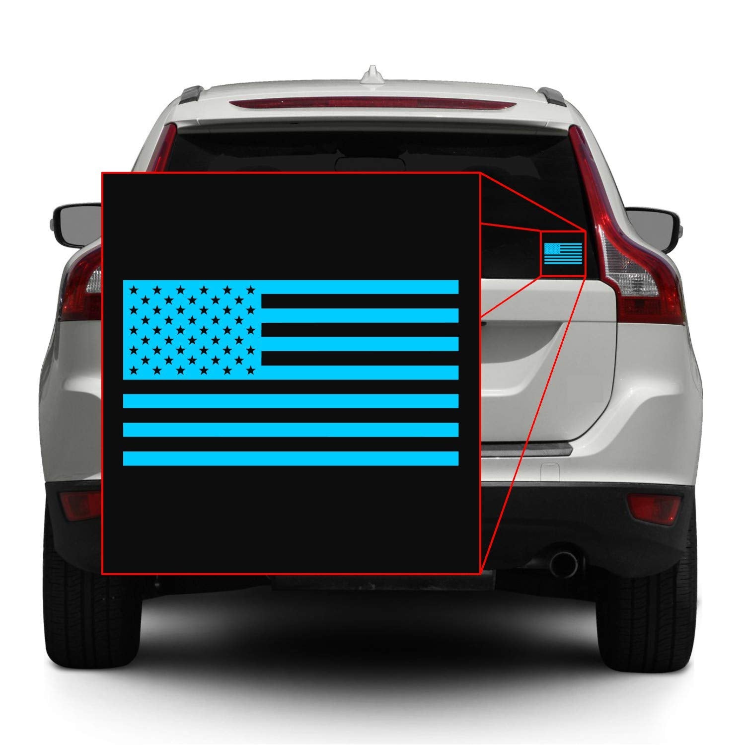 Hill Country Vinyl American US Flag Vinyl Decal Sticker 7.5in x 4.2in Matte Light Blue for Laptop/Car/Truck/Window/Bumper