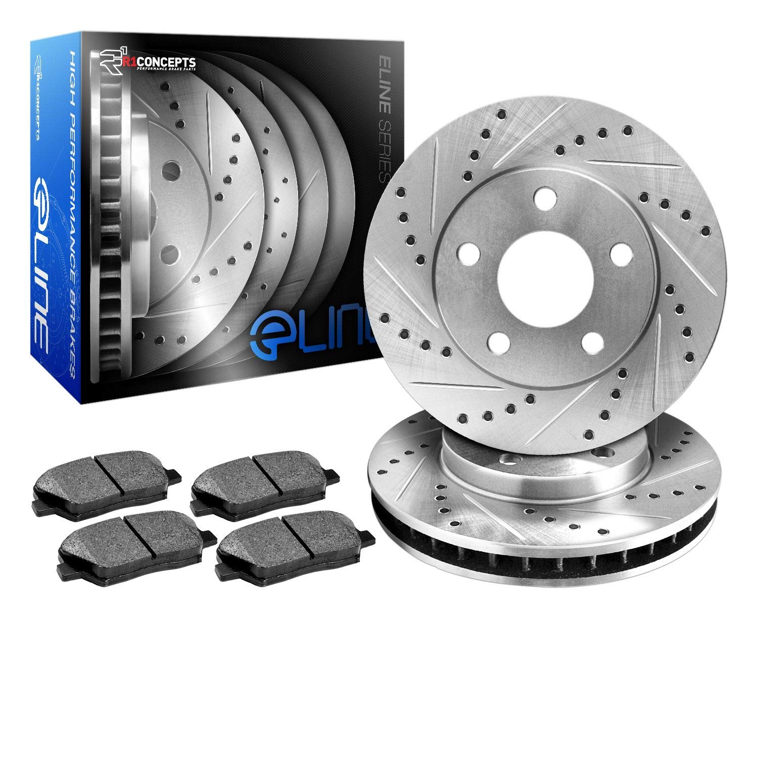R1 Concepts Rear Brakes And Rotors Kit Rear Brake Pads Brake Rotors And Pads Ceramic Brake Pads And Rotors Fits 2005-2018 Audi A