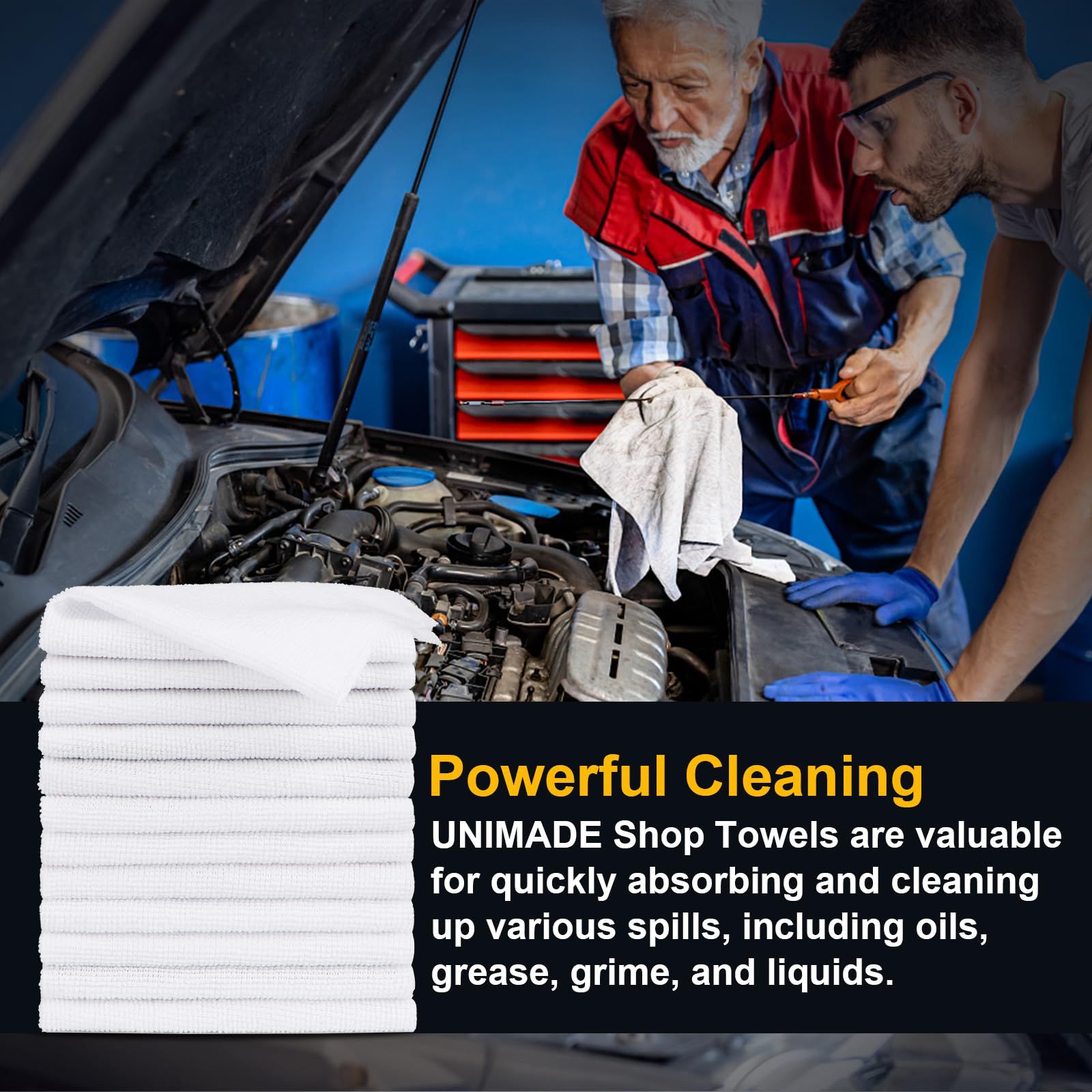 Unimade Microfiber Cleaning Cloths, 24 Pack Microfiber Towels For Cars Bulk Shop Towels Absorbent Car Cleaning Rags For Automoti