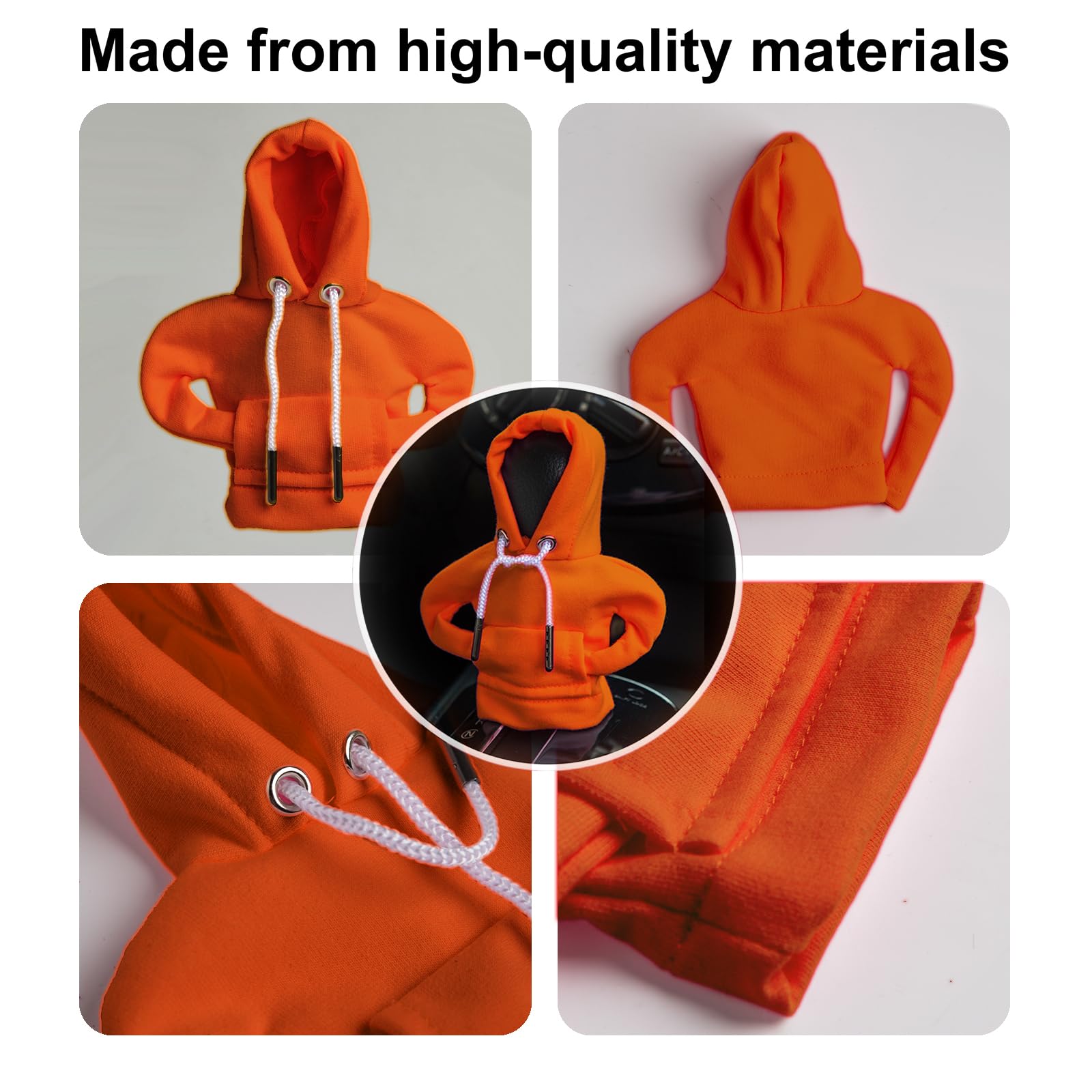 2Pcs Car Shift Knob Hoodie,Gear Shift Hoodie,Funny Sweater Hoodie For Gearshift,Automotive Interior Accessories(Orange And Pink)