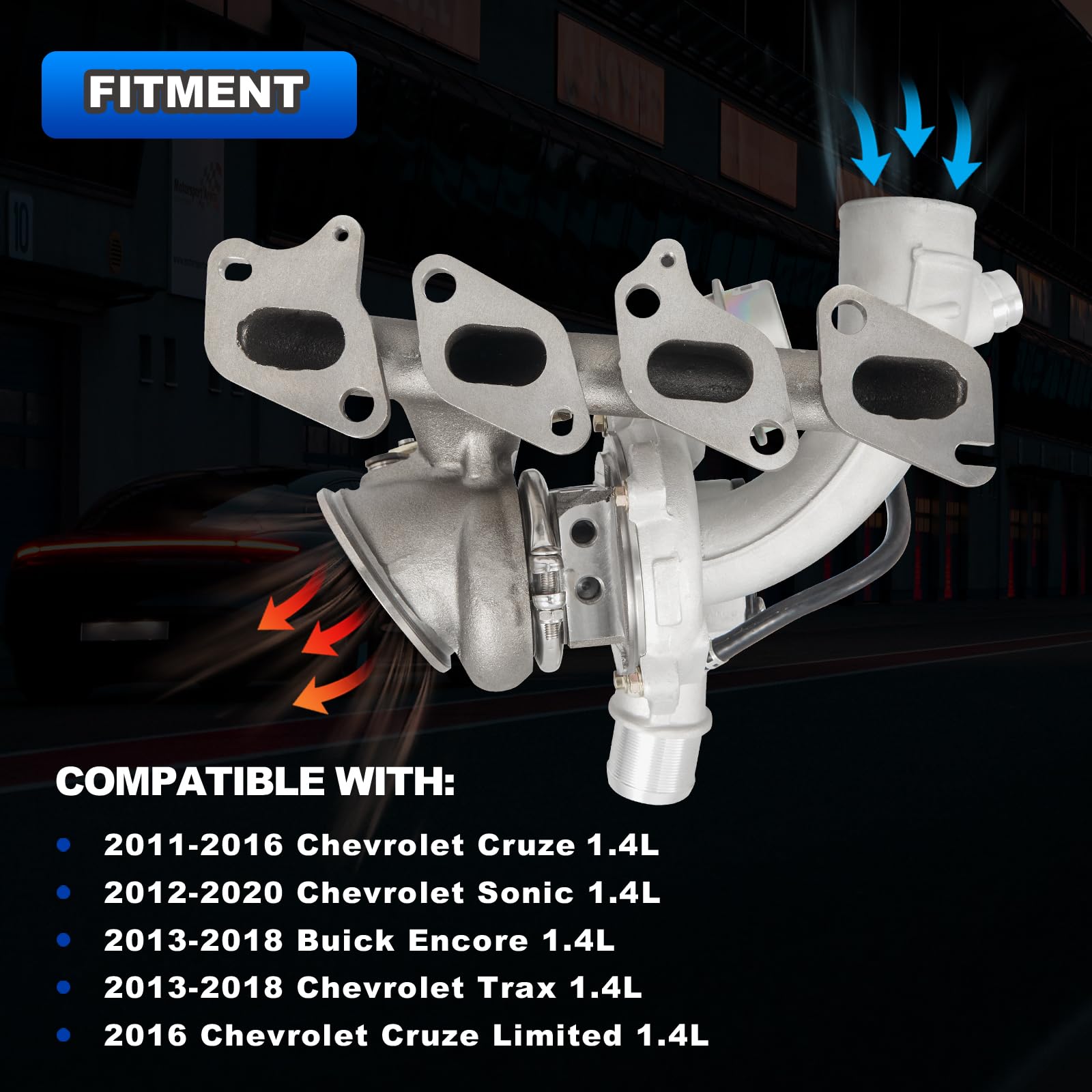 AUTOBABA 667-203 Turbo Turbocharger Kit with Gasket Compatible with 2011-2016 Chevrolet Cruze 2012-2020 Chevy Sonic 2013-2018 Tr