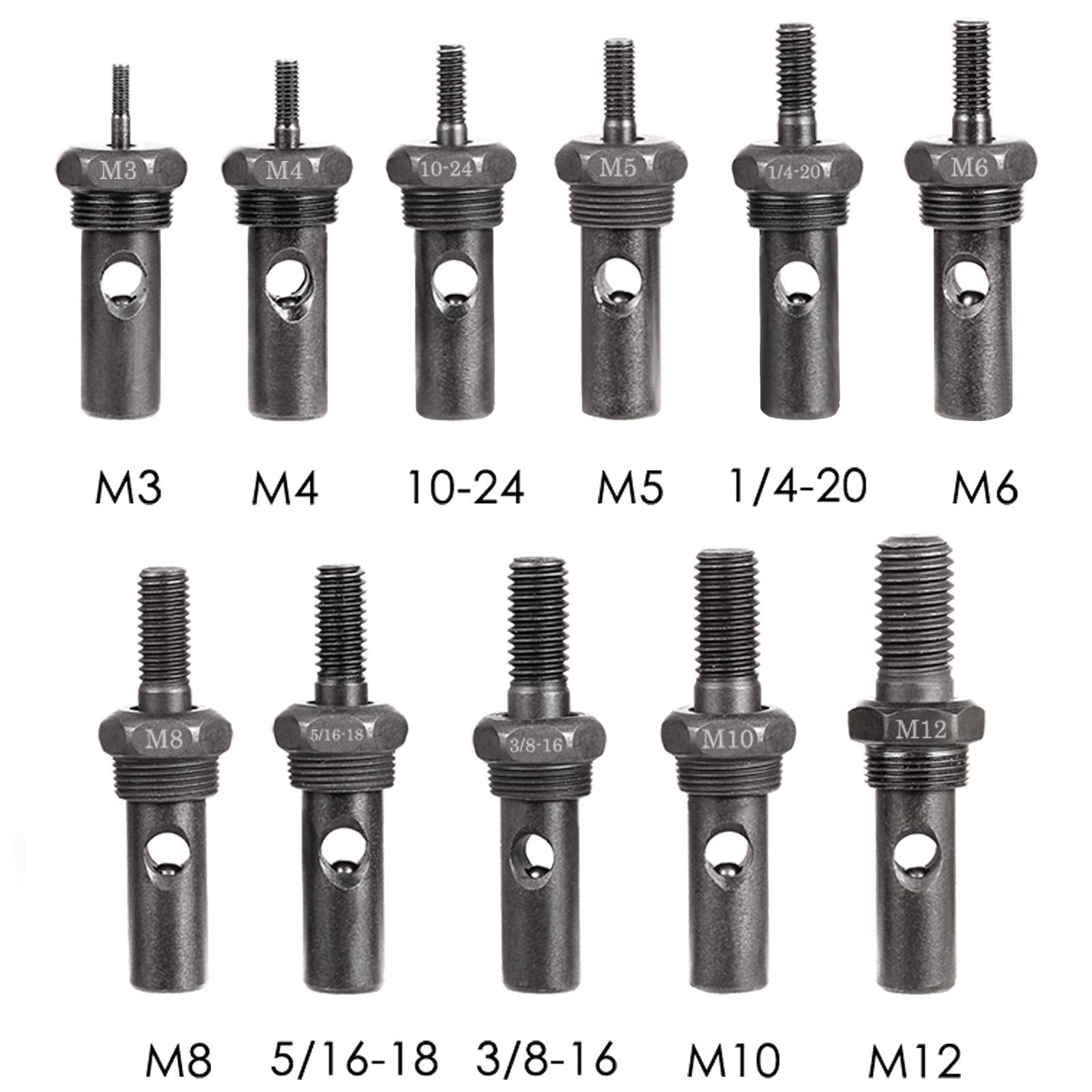 WETOLS 11Pcs Rivet Nut Tool Set, Replacement Mandrels M3-M12, Metal, Model WE-812