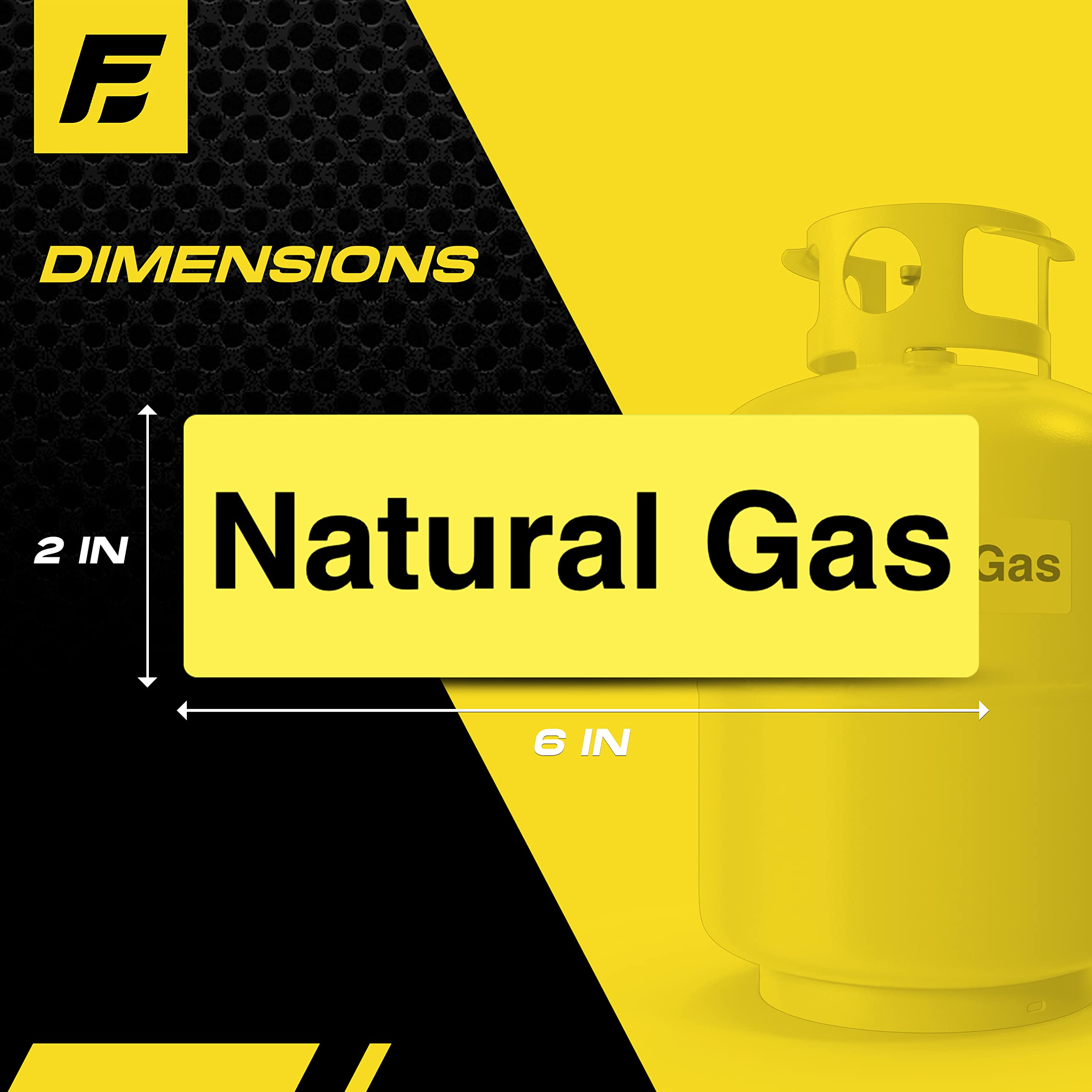 Natural Gas Sticker - Fuel Label Signage For Pipe, Storage Tank, Container - Weather Proof, Extreme Stick, Indoor/Outdoor Rated
