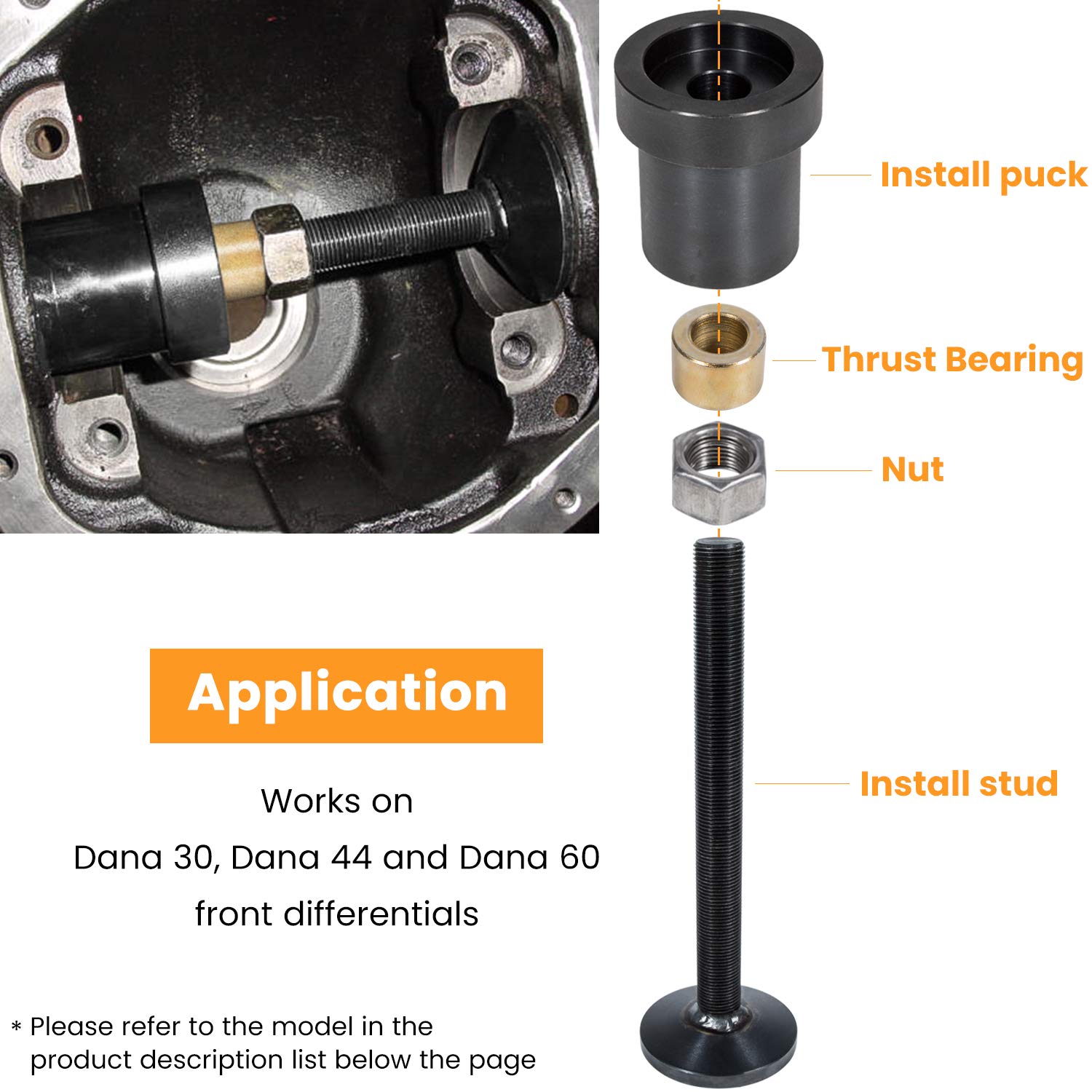 E-cowlboy Heavy Duty Steel Inner Axle Side Seal Tool for Dana 30/44/60 Differentials - Compatible with Jeep, Dodge, Ford, Chevrolet, GMC