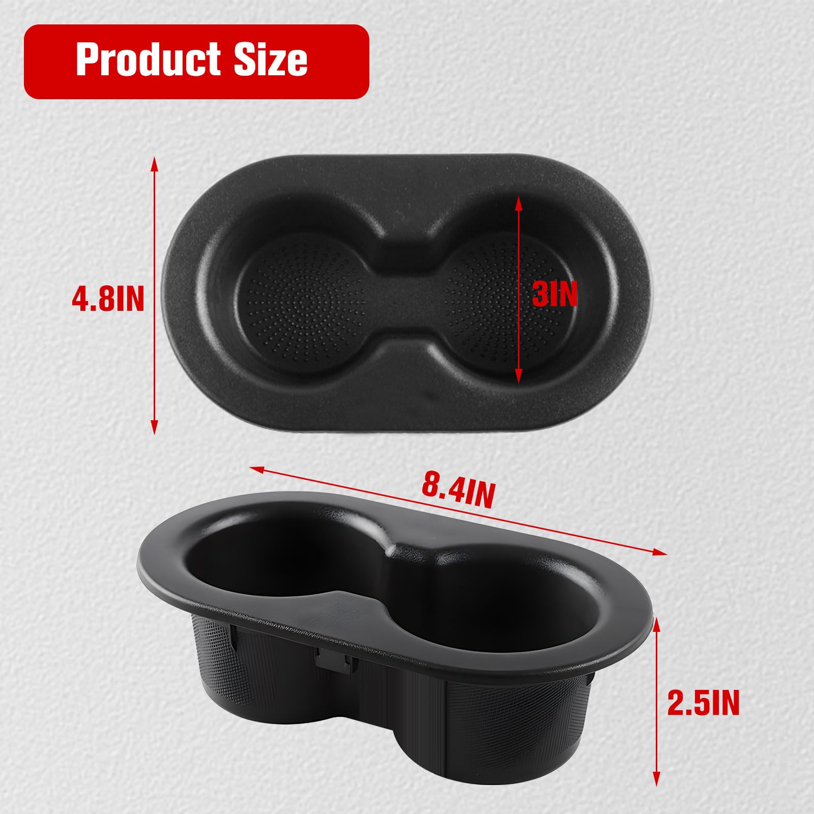 LitMiRaCle Rear Seat Cup Holder for Dodge Ram 1500/2500/3500/4500 & Dakota 2002-2017, Dual Drink, ABS Plastic, Black