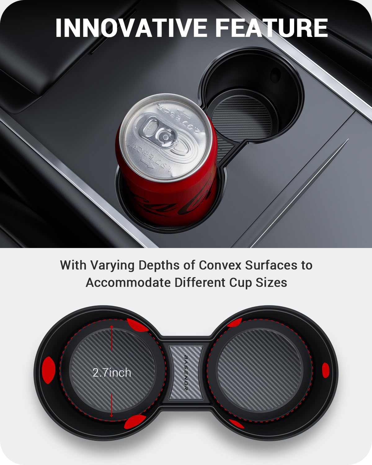 Basenor 2024 2025 Tesla Model 3 Cup Holder Insert Mat For New Tesla Model Y 2025 20226 Refresh (Juniper) Tpe Center Console Mat