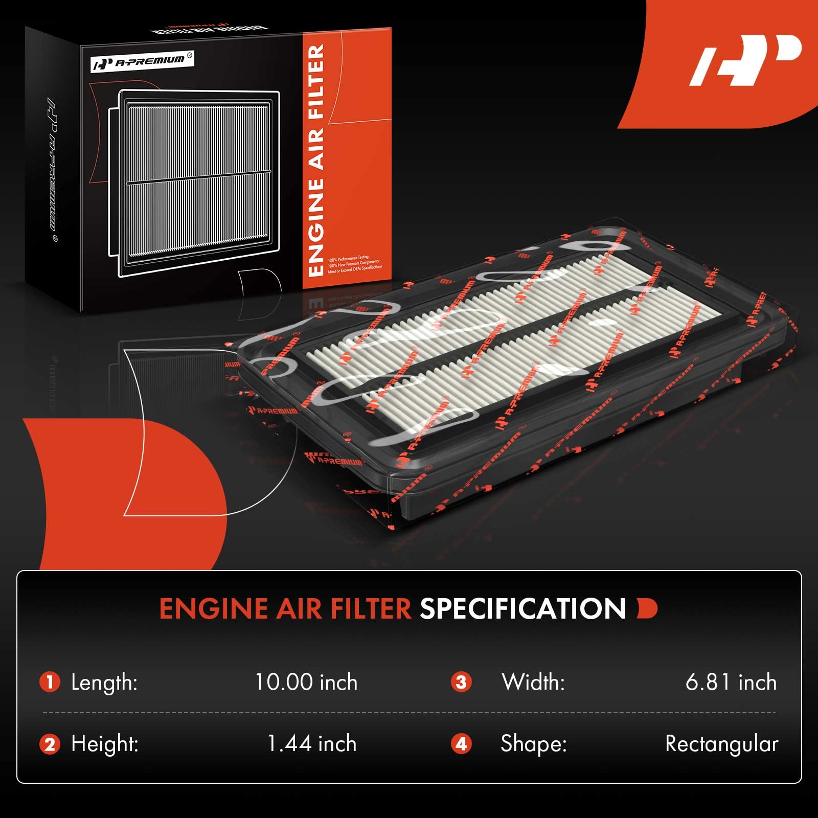 A-Premium Engine Air Filter Compatible with Nissan Models - Rogue(2014-2020), Rogue Sport(2017-2022), Qashqai(2017-2022) - Rigid