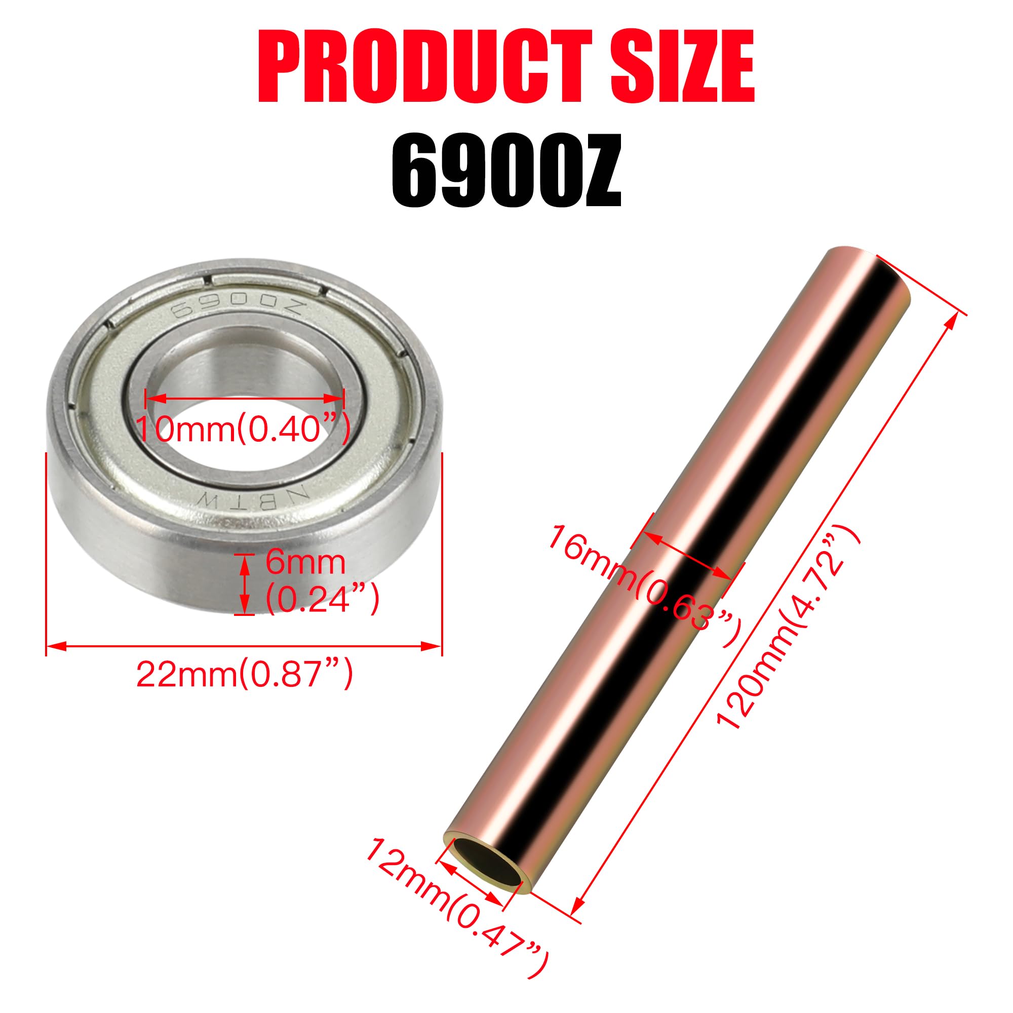 GREHUA Mini Bike Steering Bearings Kit, 10mm ID, Metal, Compatible with Coleman BT200X CT200U 98cc 196cc Mini Bikes, Colorful