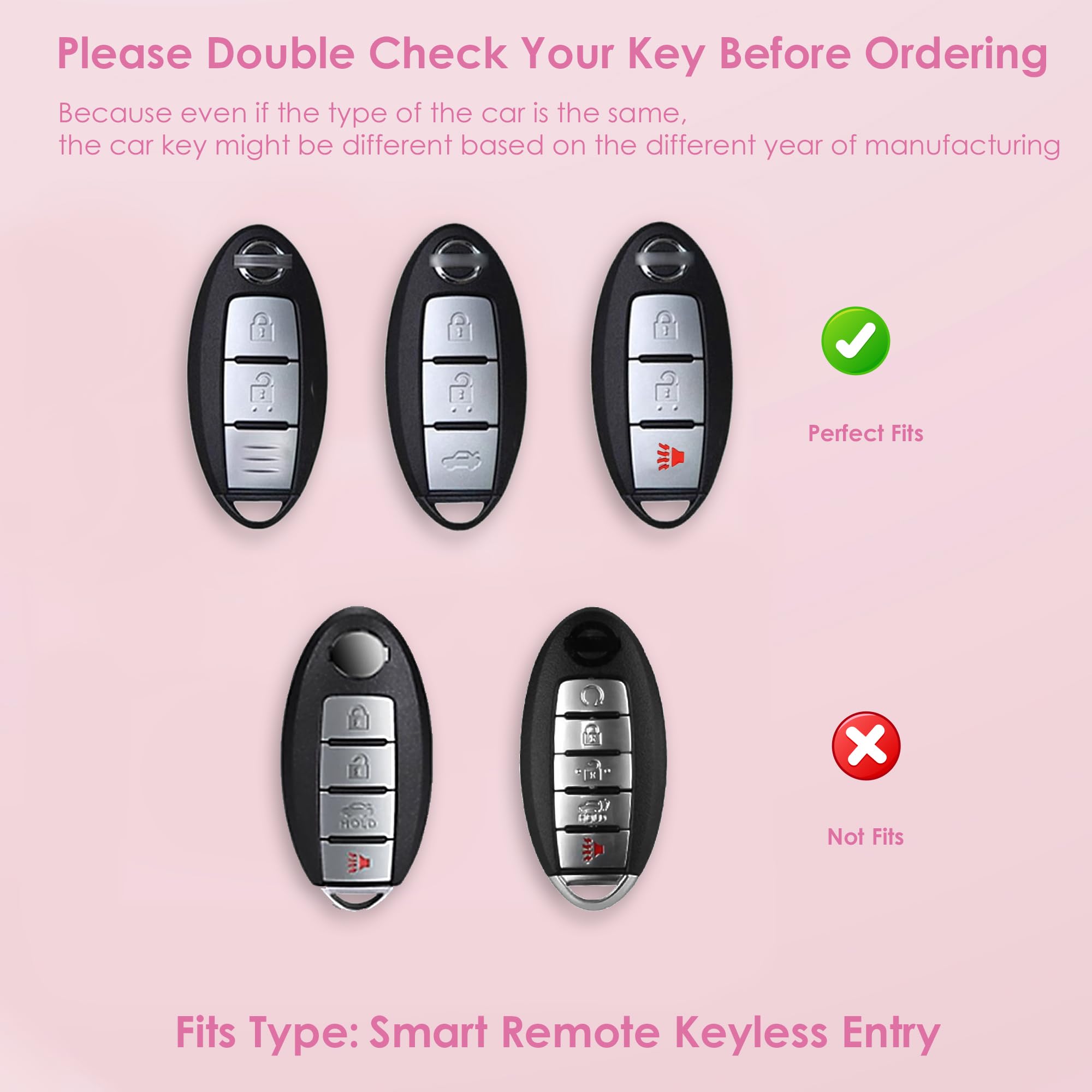 Meruns Compatiable with Nissan 3 Buttons Key fob Cover with Diamond Bling Keychain, Car Accessories Keys Shell TPU for Rogue Arm