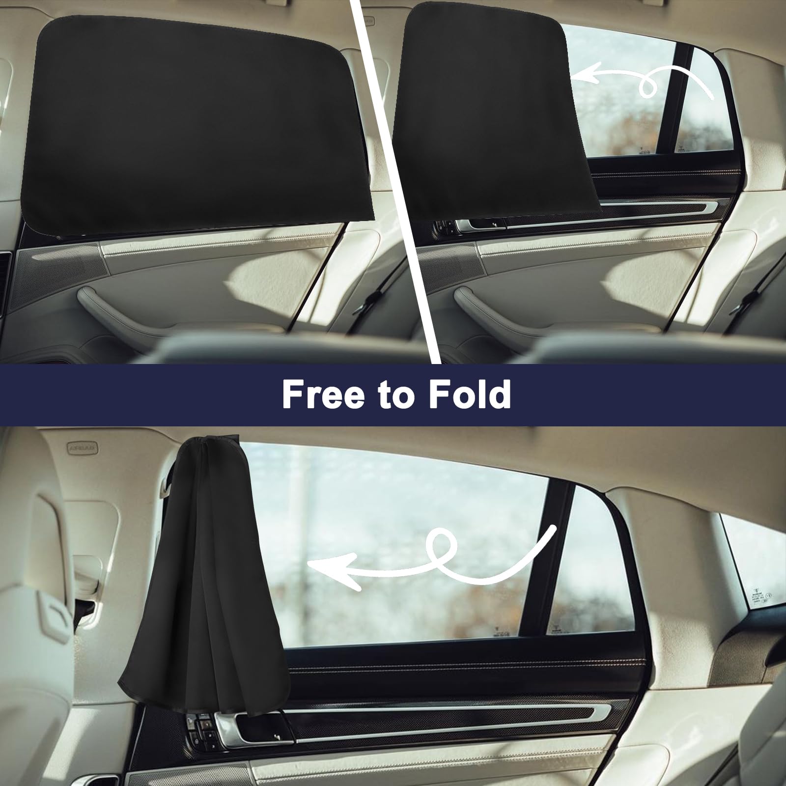 Ovege Car Window Shade Magnetic - Car Side Window Sun Shade Car Curtain Suedette UV Protection Privacy Baby Suction Magnetic (Fr