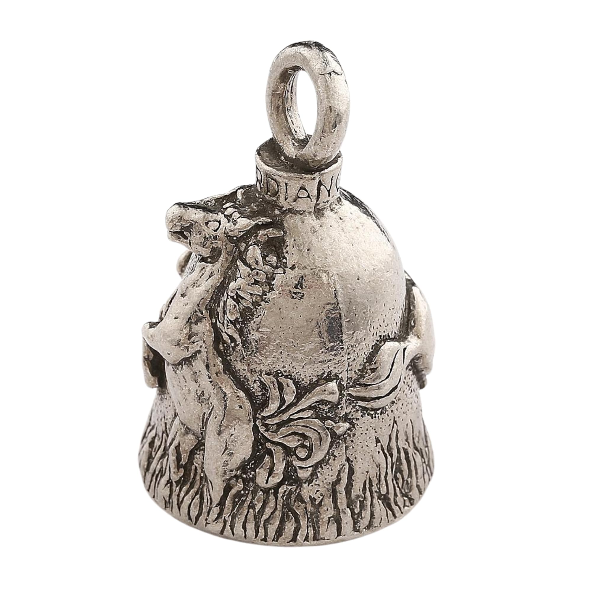 Guardian Bell Motorcycle Good Luck Bell - Lead-Free Pewter, 1.75", Mustang Color, Includes Keyring & Velvet Gift Bag, Made in USA