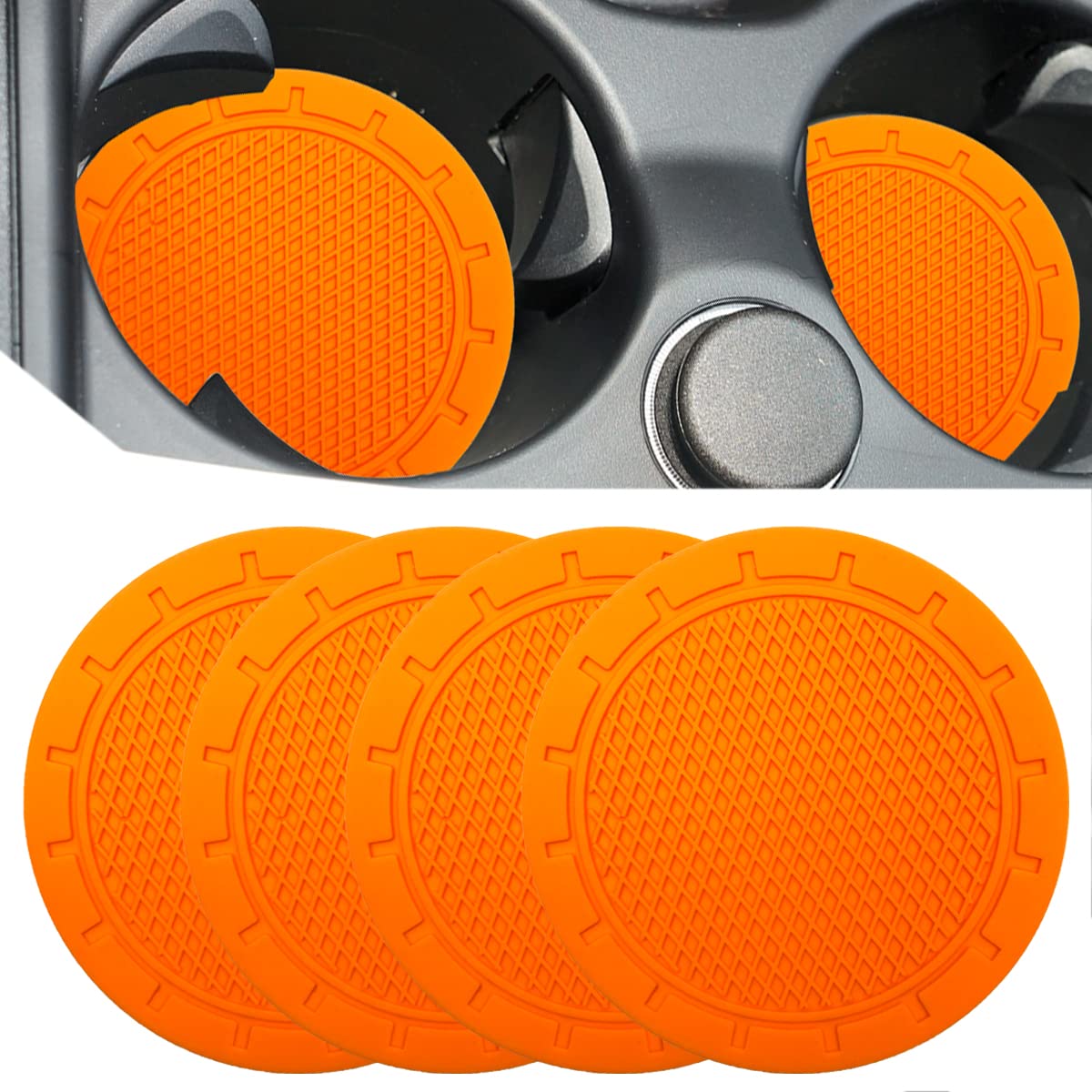 Car Cup Holder Coaster, 4 Pack 2.75 Inch Diameter Pvc Non-Slip Universal Insert Coaster, Durable, Suitable For Most Car Interior