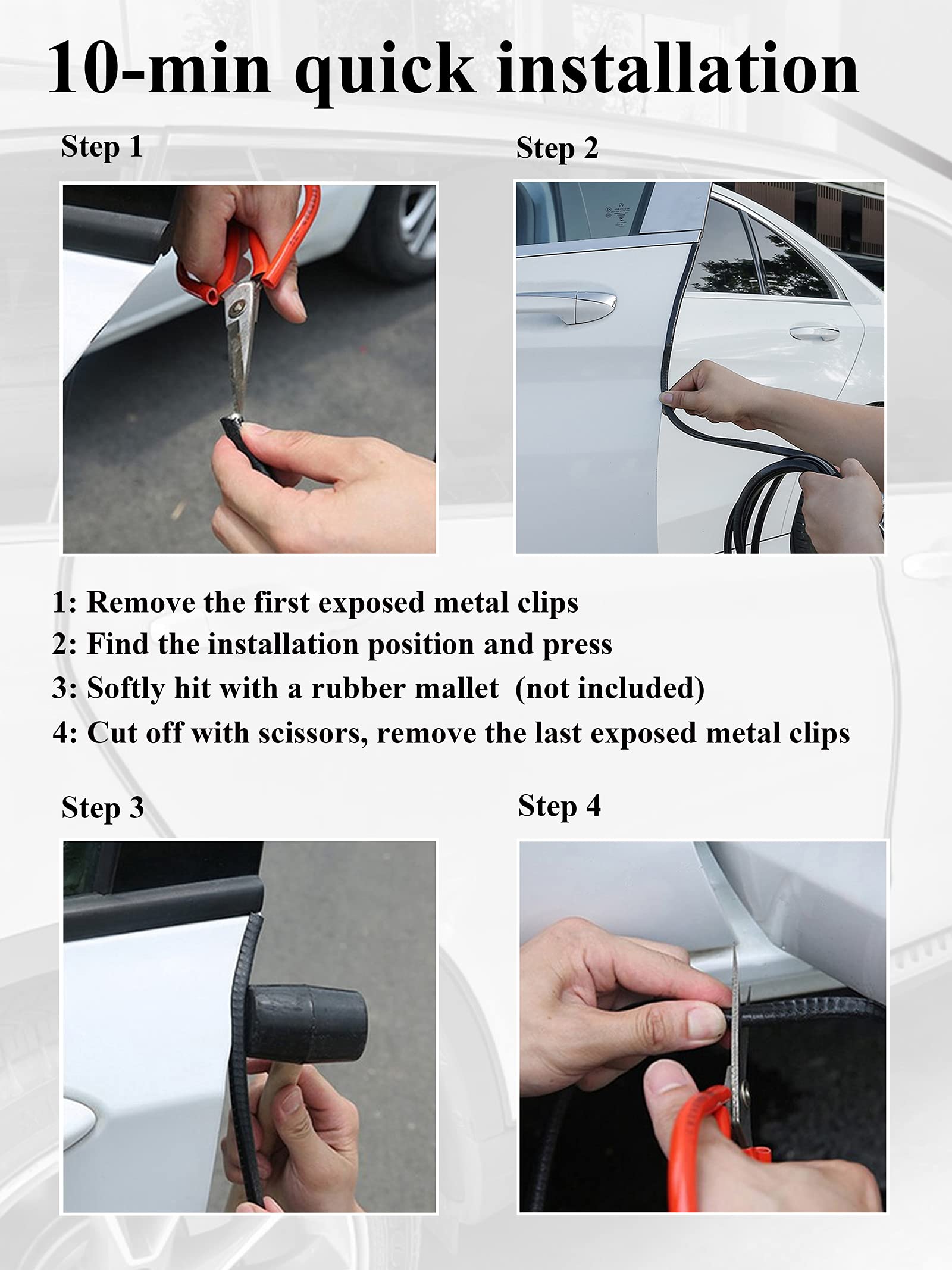 Syoauto 13Ft(4M) Door Edge Guard White Car Door Edge Guards Door Edge Protector For Cars Rubber Auto Door Trim U Shape Build In