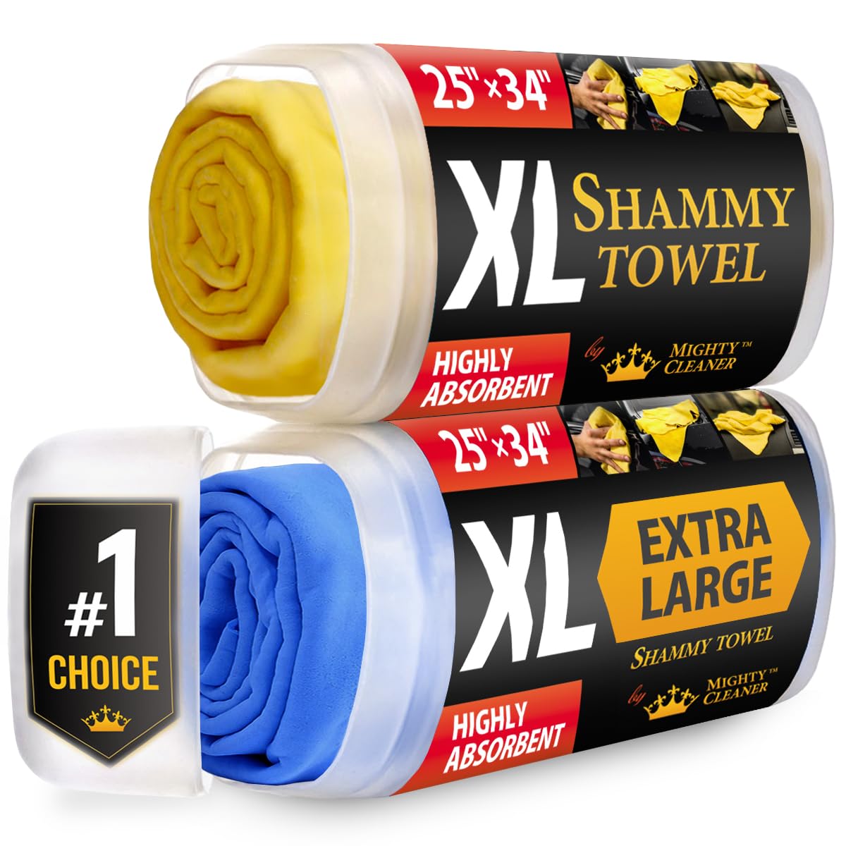 Premium Xl Shammy Towel For Car - 2Pk (34   X25   ) - Super Absorbent Chamois Towel For Car - Spots & Scratch-Free Shammy Cloth 