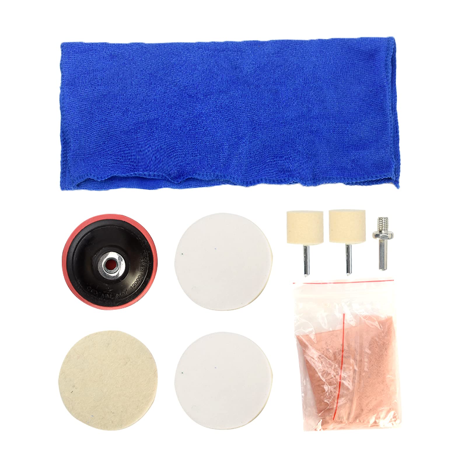 Lixternum 9Pcs/Set Glass Polishing Kit, Multifunctional 100g Cerium Oxide Polishing Powder Abrasive Discs Car Polish Pad Felt Wh