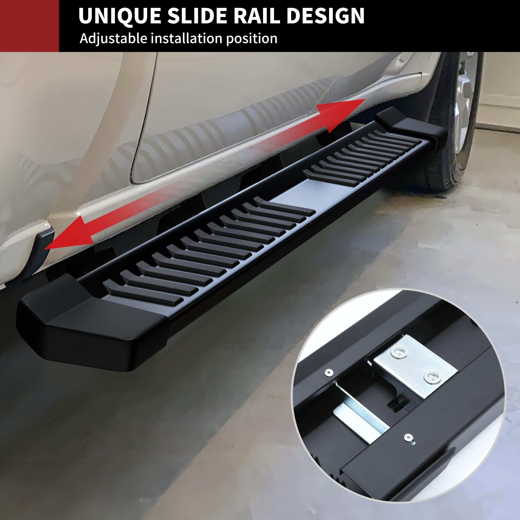 YITAMOTOR 6" Running Boards for 2019-2025 Chevy Silverado/GMC Sierra, Textured Black Stainless Steel, Model 6C4QNNM