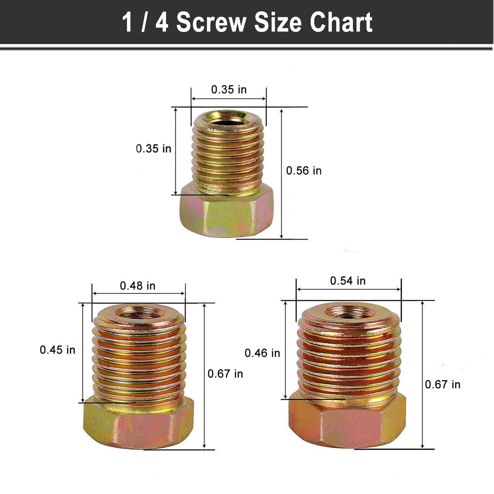 Muhize Brake Line Fitting Kit - 35 Pcs Brake Line Nuts Assortment For Inverted Flares On 3/16'' (19 Fittings) And 1/4'' (16 Fitt