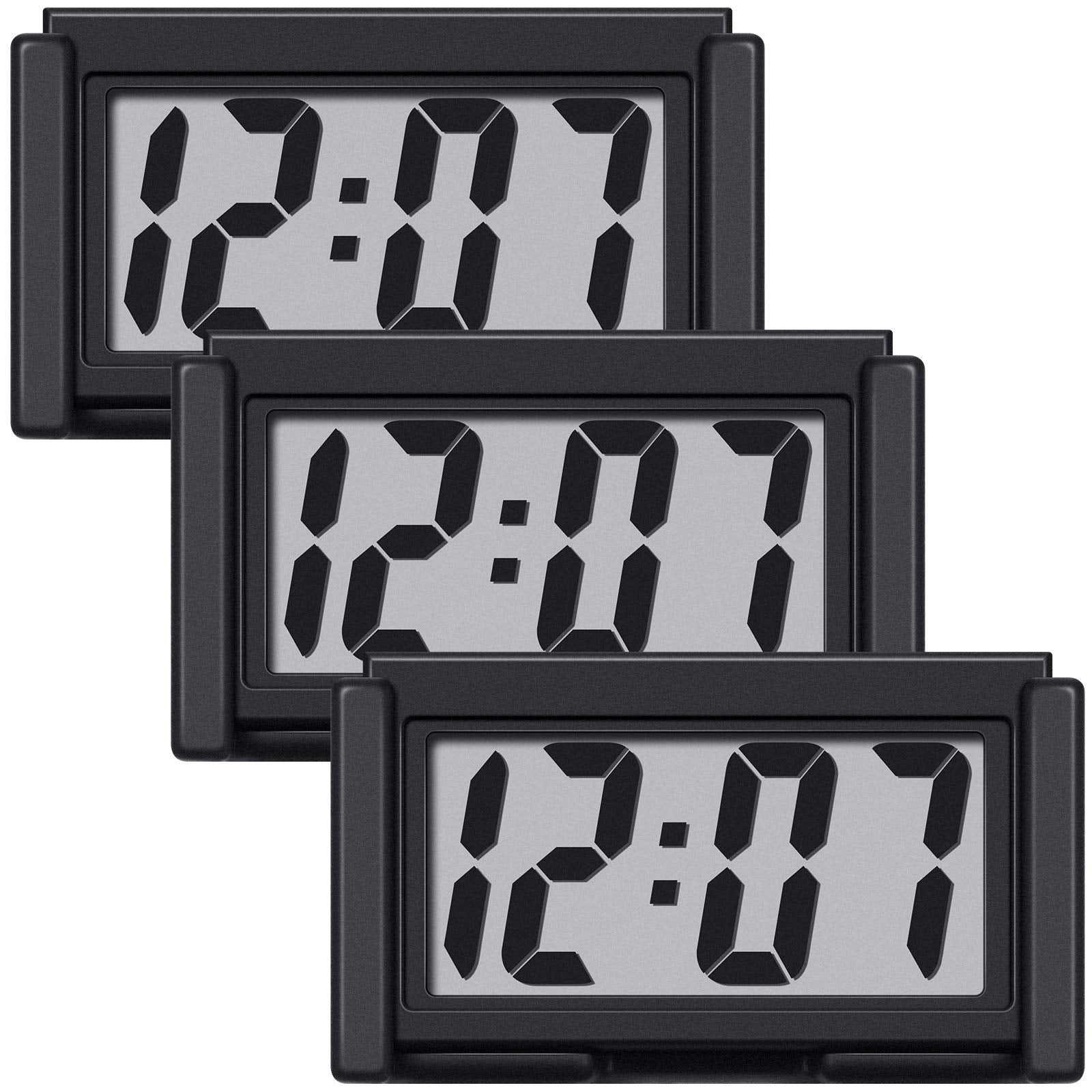Frienda Mini Digital Clock Small Magnetic Clock Car Dashboard Clock Stick on Clock Self Adhesive Bracket Digital Clock Battery O