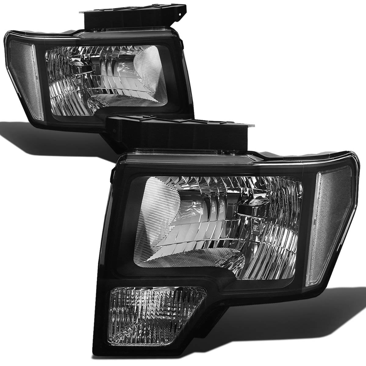Dna Motoring Hl-Oh-F1509-Bk-Cl1 Black Housing Clear Lens Headlights Compatible With 09-14 Ford F150