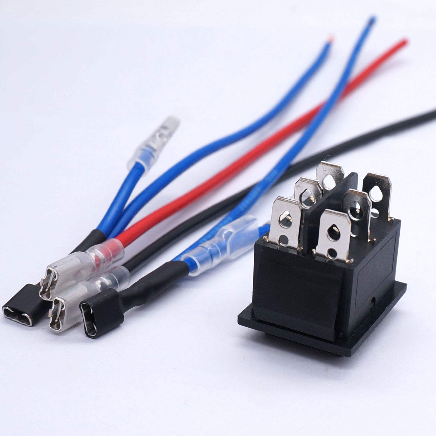 Weideer 12V Momentary Rocker Toggle Switch, 6 Pin (ON)-Off-(ON), CA-KCD2-223-JT-X, Not Waterproof, A-Momentary with