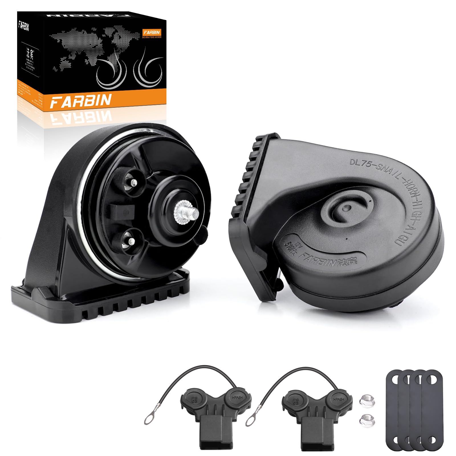 Farbin Car Horn Compatible With Toyota/Lexus/Subaru Etc. 12V Waterproof Auto Horn Loud High/Low Tone Electric Snail Horns With P